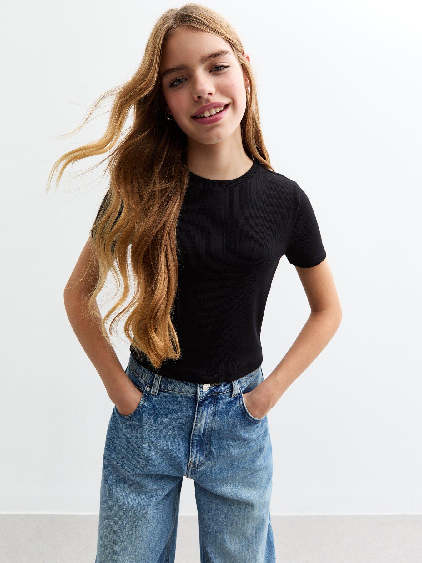 new-look-915-girlsnbspribbed-short-sleeve-baby-tee-t-shirt-black
