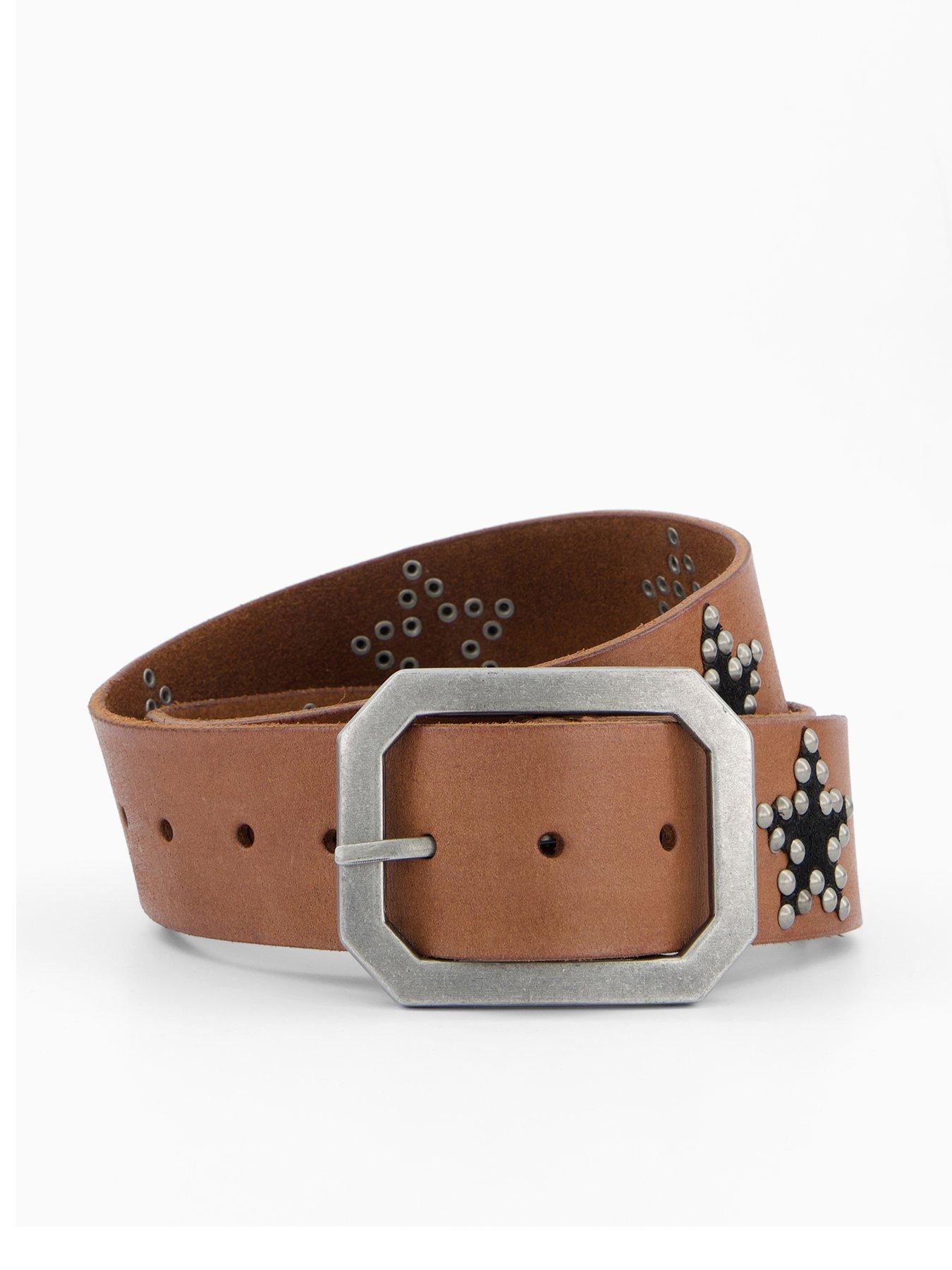  image of free-people-starcrossed-studded-belt-brown
