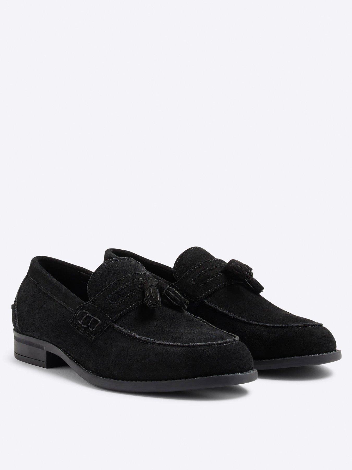 River Island Sardinia Suede Tassel Casual Slip On Shoes Black