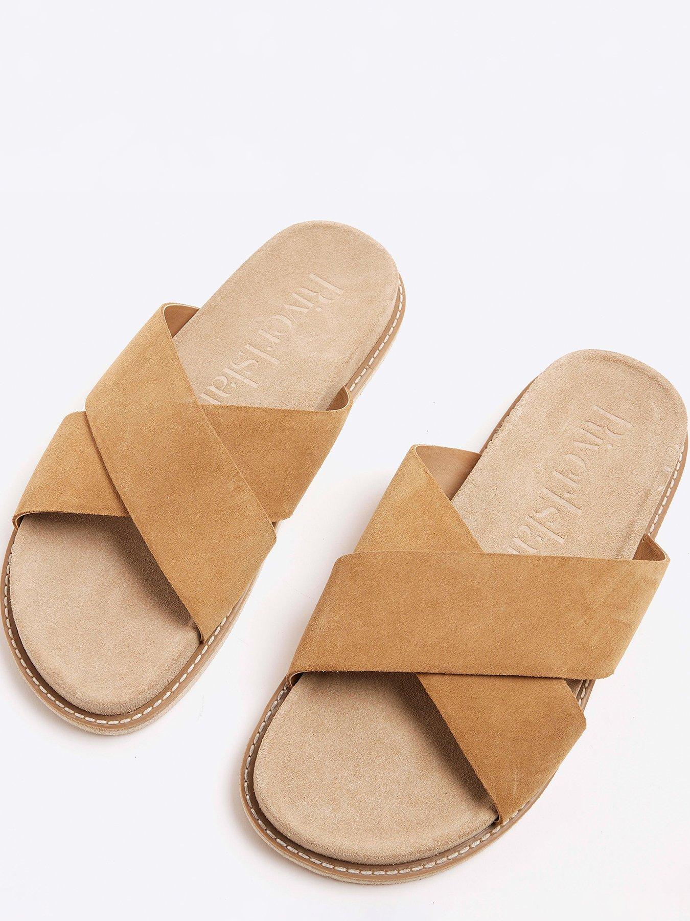  image of river-island-cross-over-sandals-stone