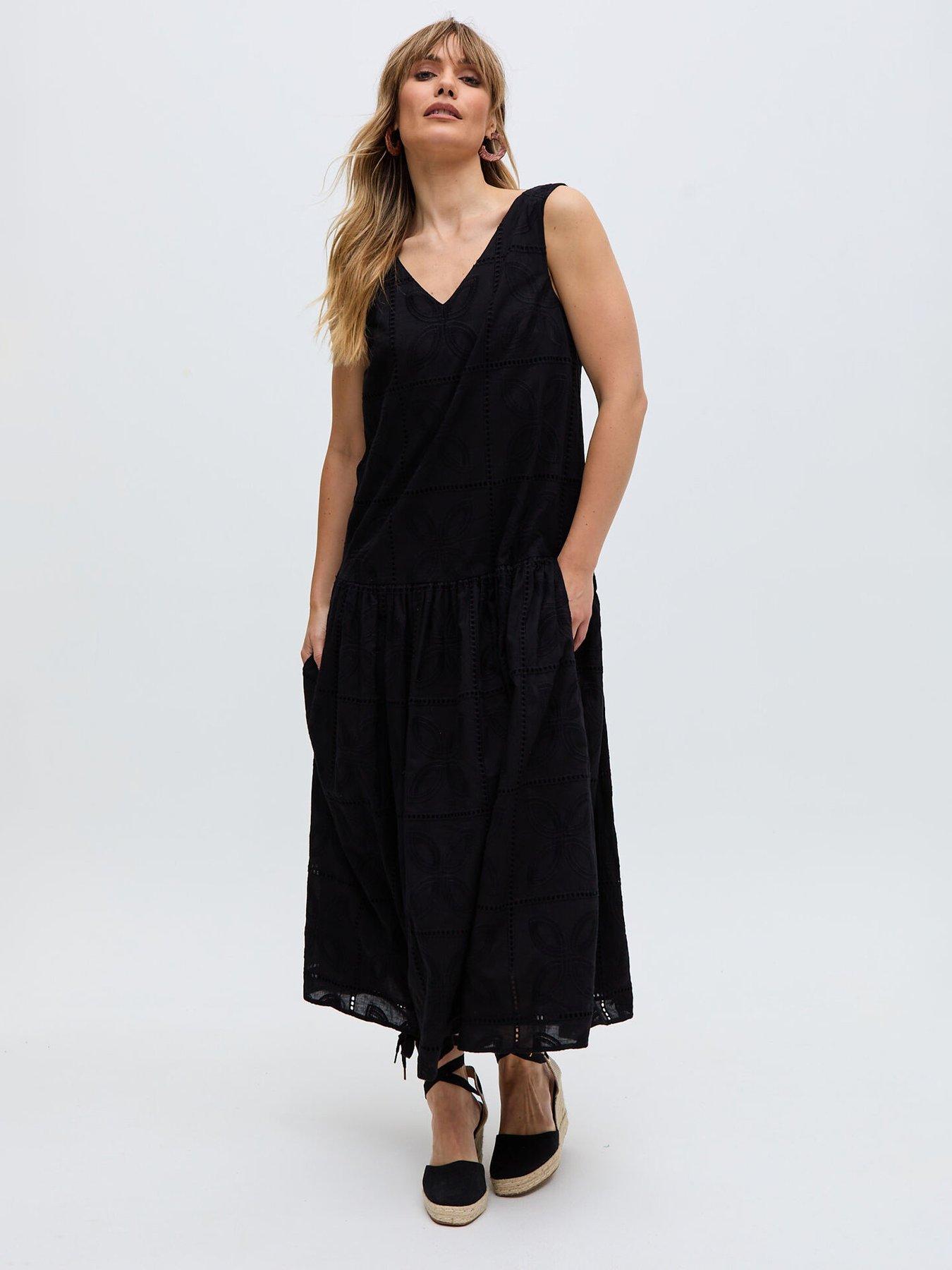 raffya-squire-all-over-cut-work-drop-waist-midi-dress-black