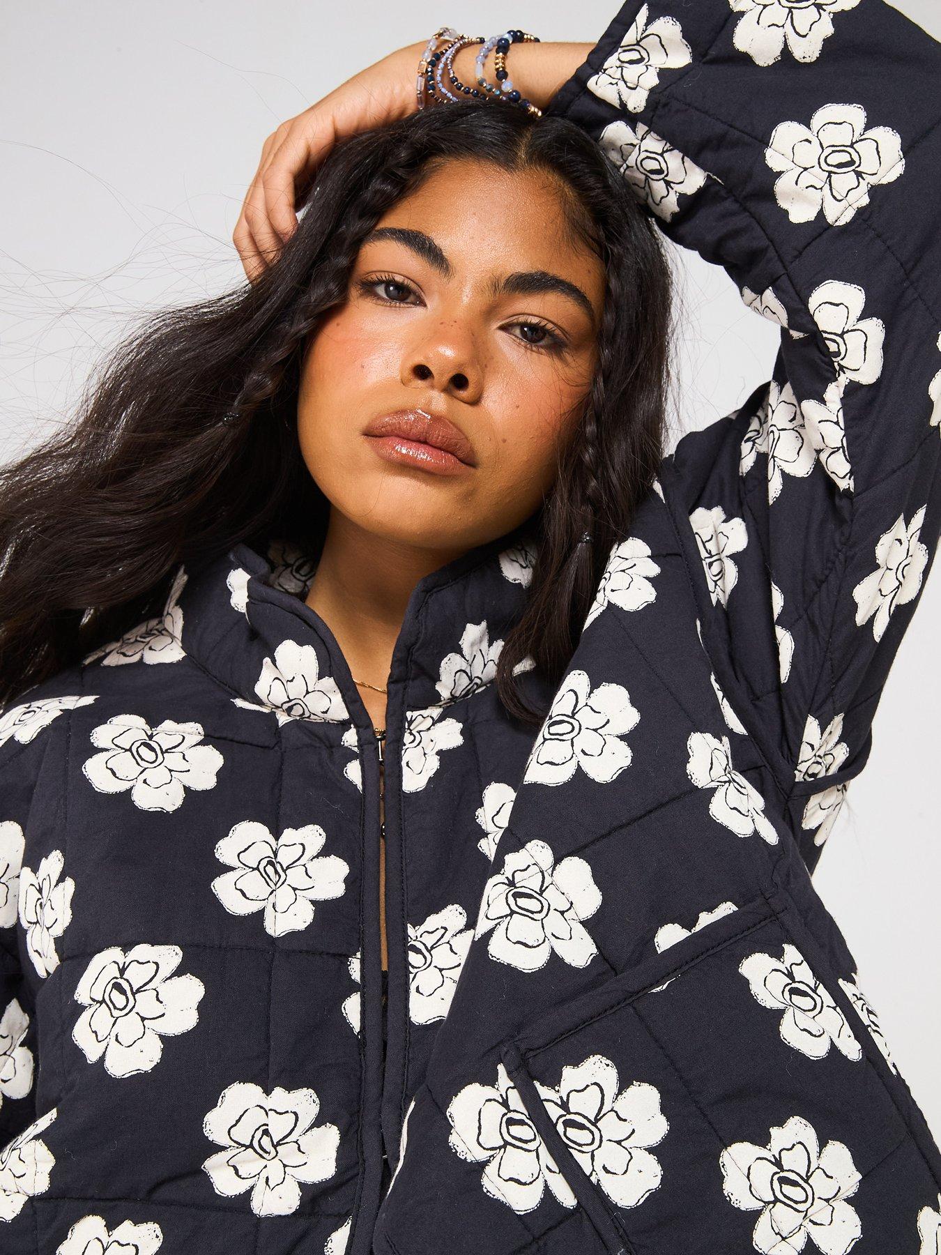 FREE PEOPLE Chloe Quilt Printed Jacket - Black | Littlewoods