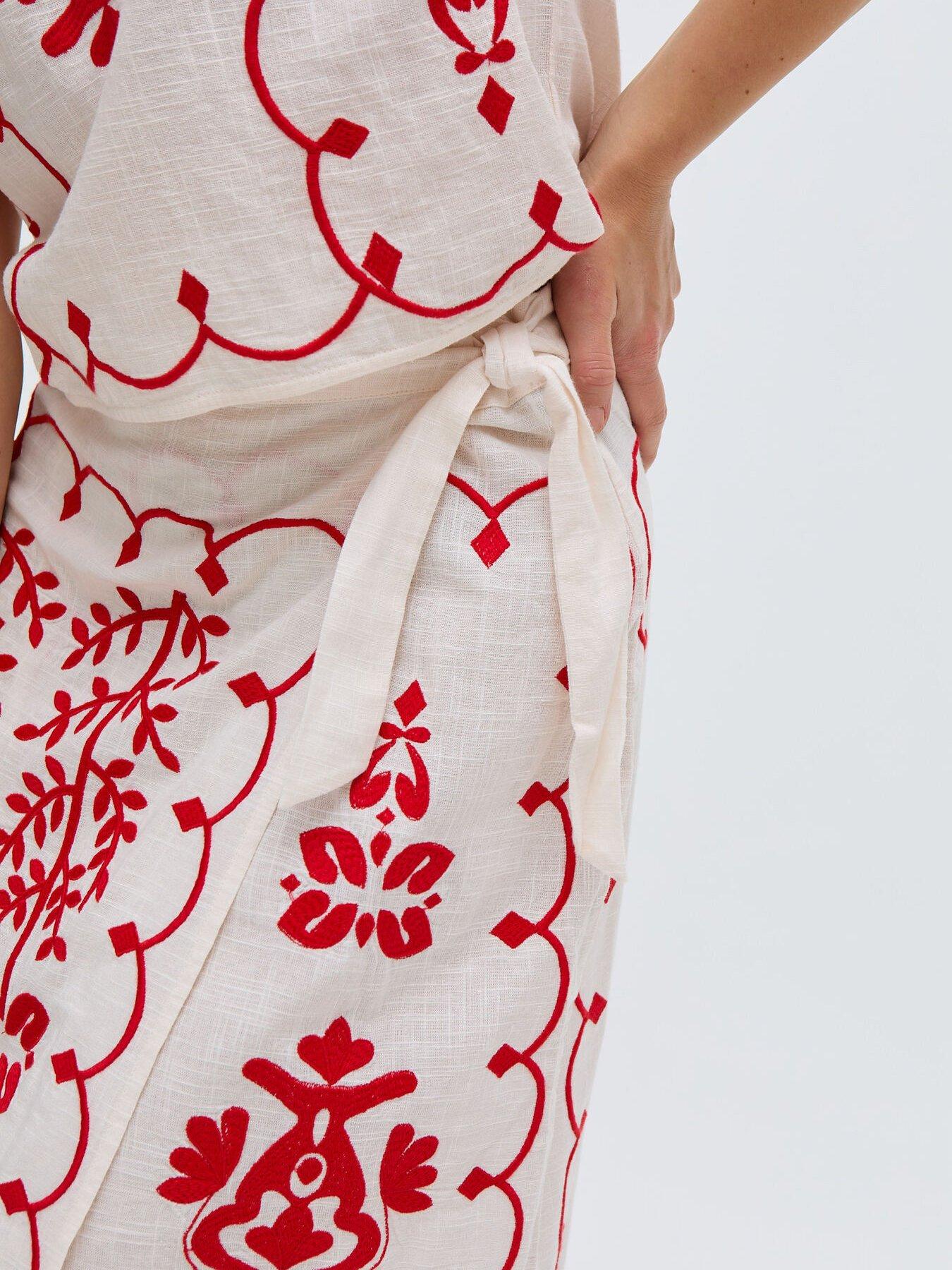  image of raffya-fraya-cross-hatch-embroidered-wrap-midi-skirt-white