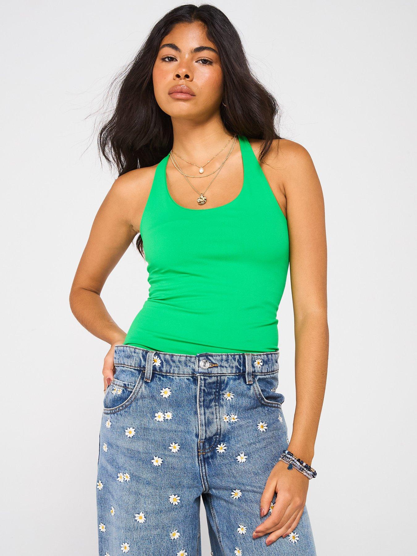  image of free-people-clean-lines-racerback-top-bright-green