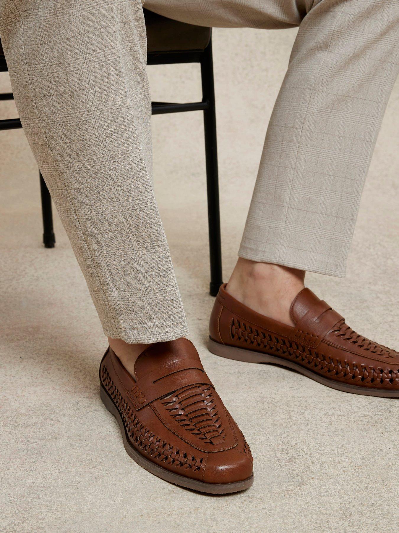  image of river-island-woven-leather-loafer-shoes