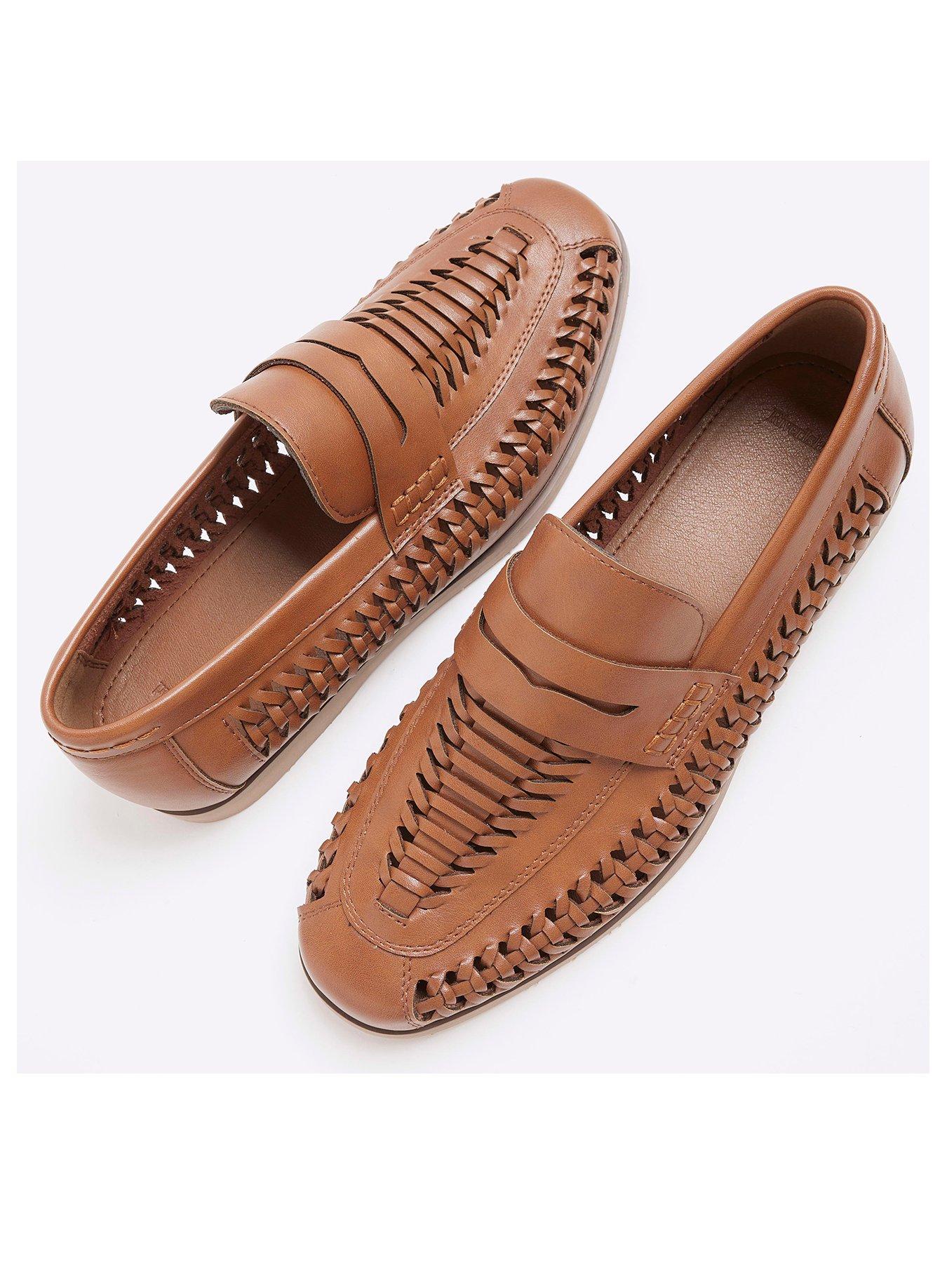  image of river-island-woven-leather-loafer-shoes