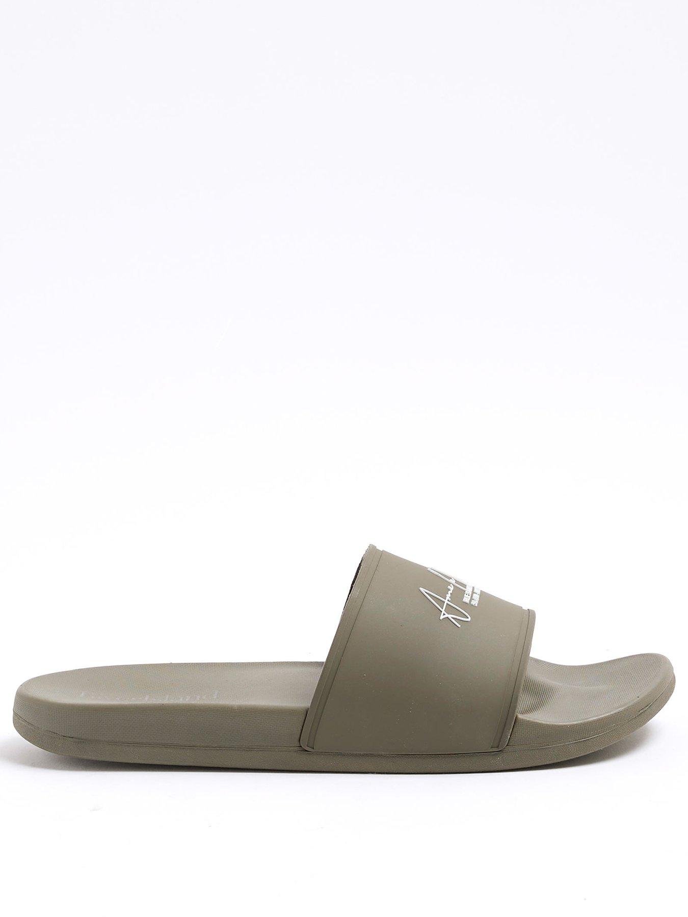 river-island-script-sliders-khaki