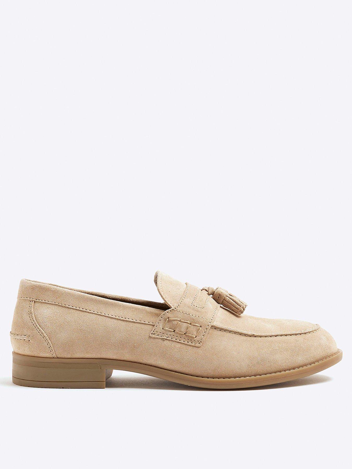 River Island Sardinia Suede Tassel Casual Slip On Shoes Stone