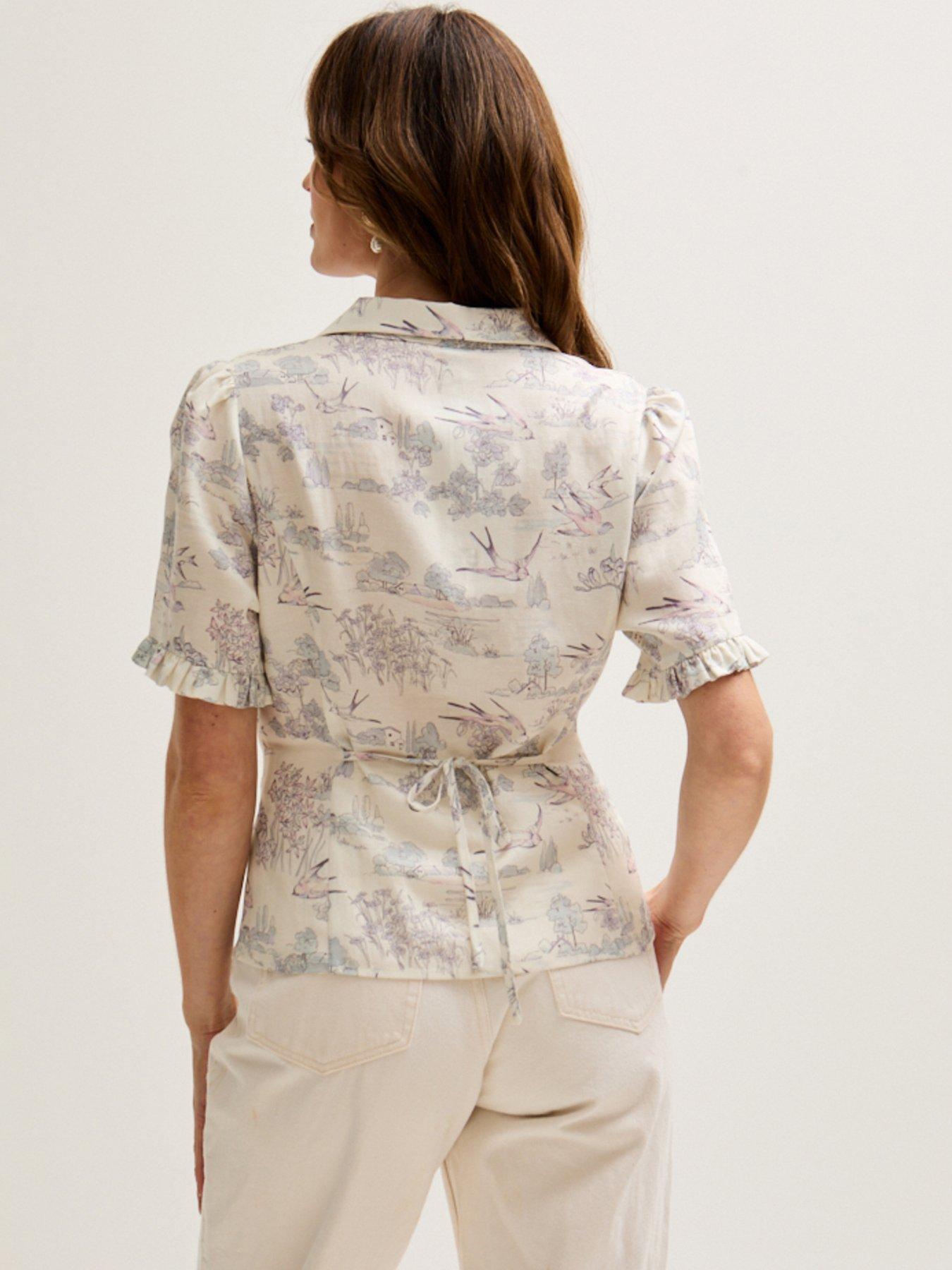  image of lily-lionel-rachel-vintage-inspired-short-sleeve-josephine-print-shirt-cream