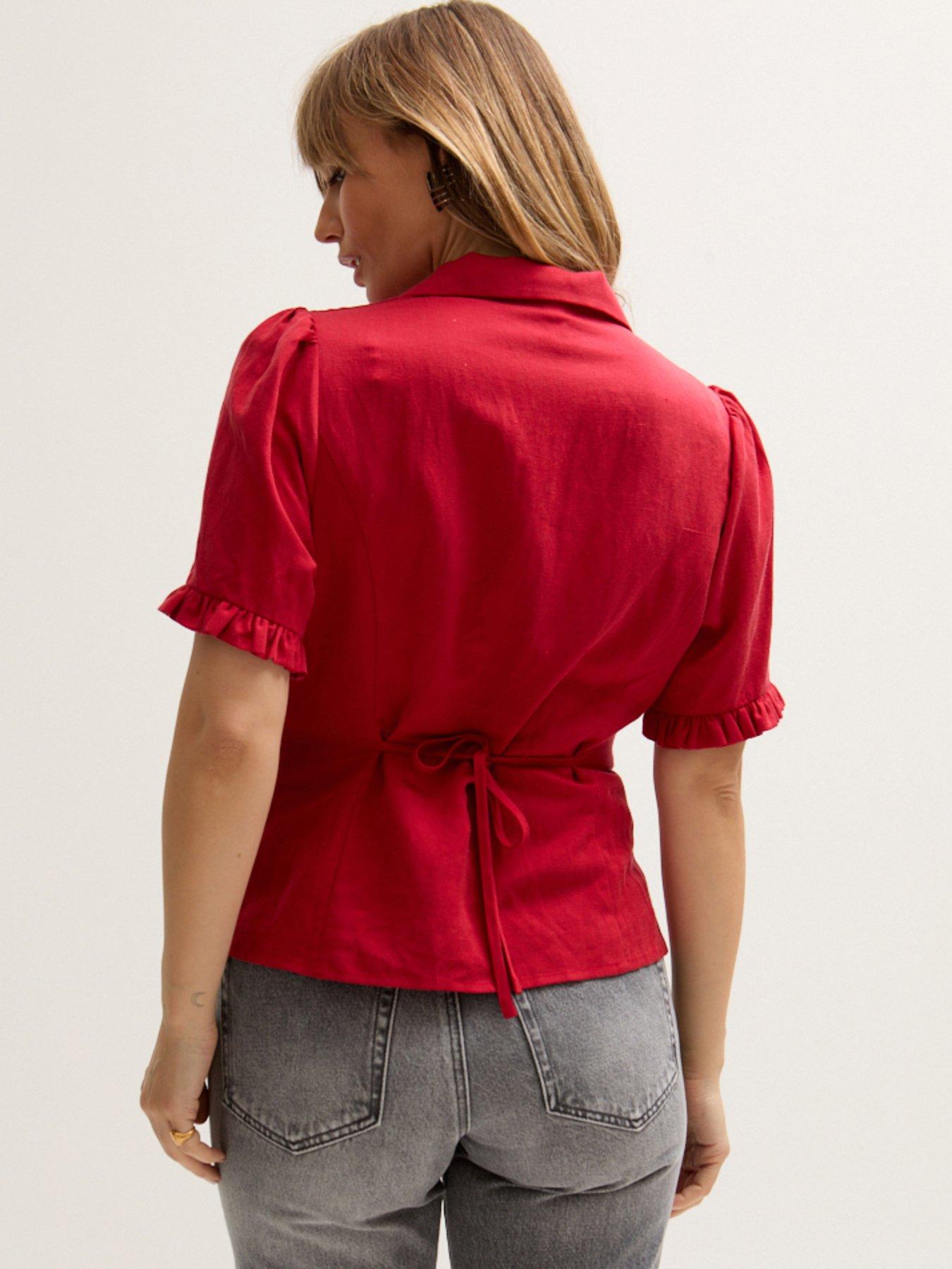  image of lily-lionel-rachel-vintage-inspired-short-sleeve-shirt-red