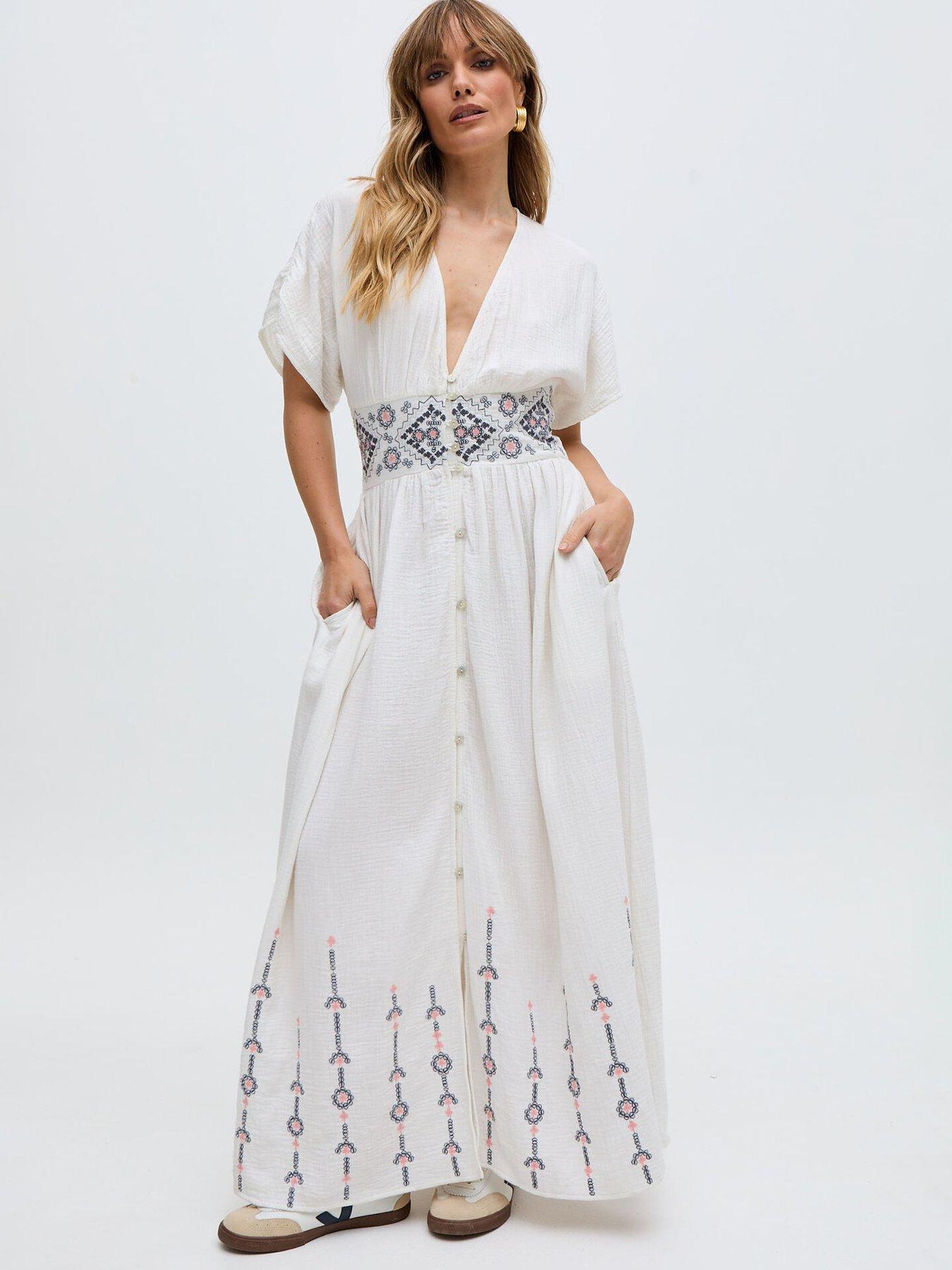  image of raffya-sally-ann-button-down-embroidery-maxi-dress-white