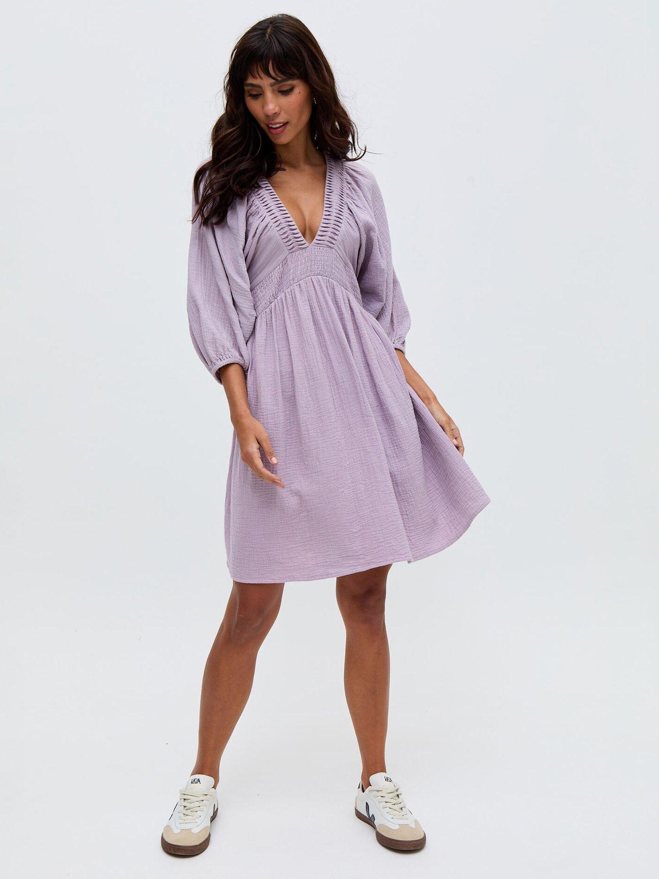 raffya-soipoi-ruched-v-neck-mini-dress-purple