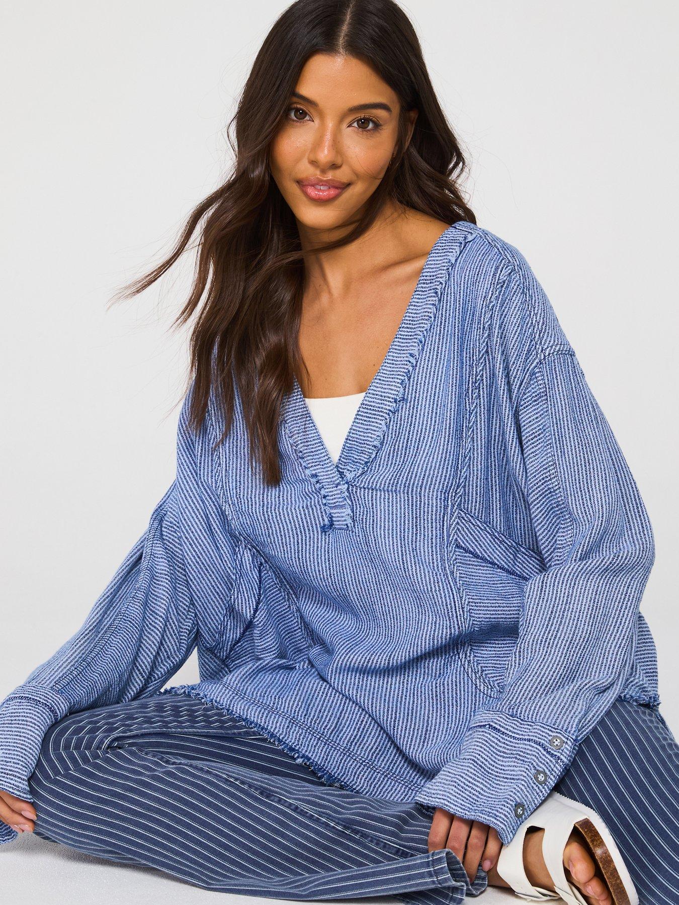  image of free-people-by-the-shore-shirt-blue