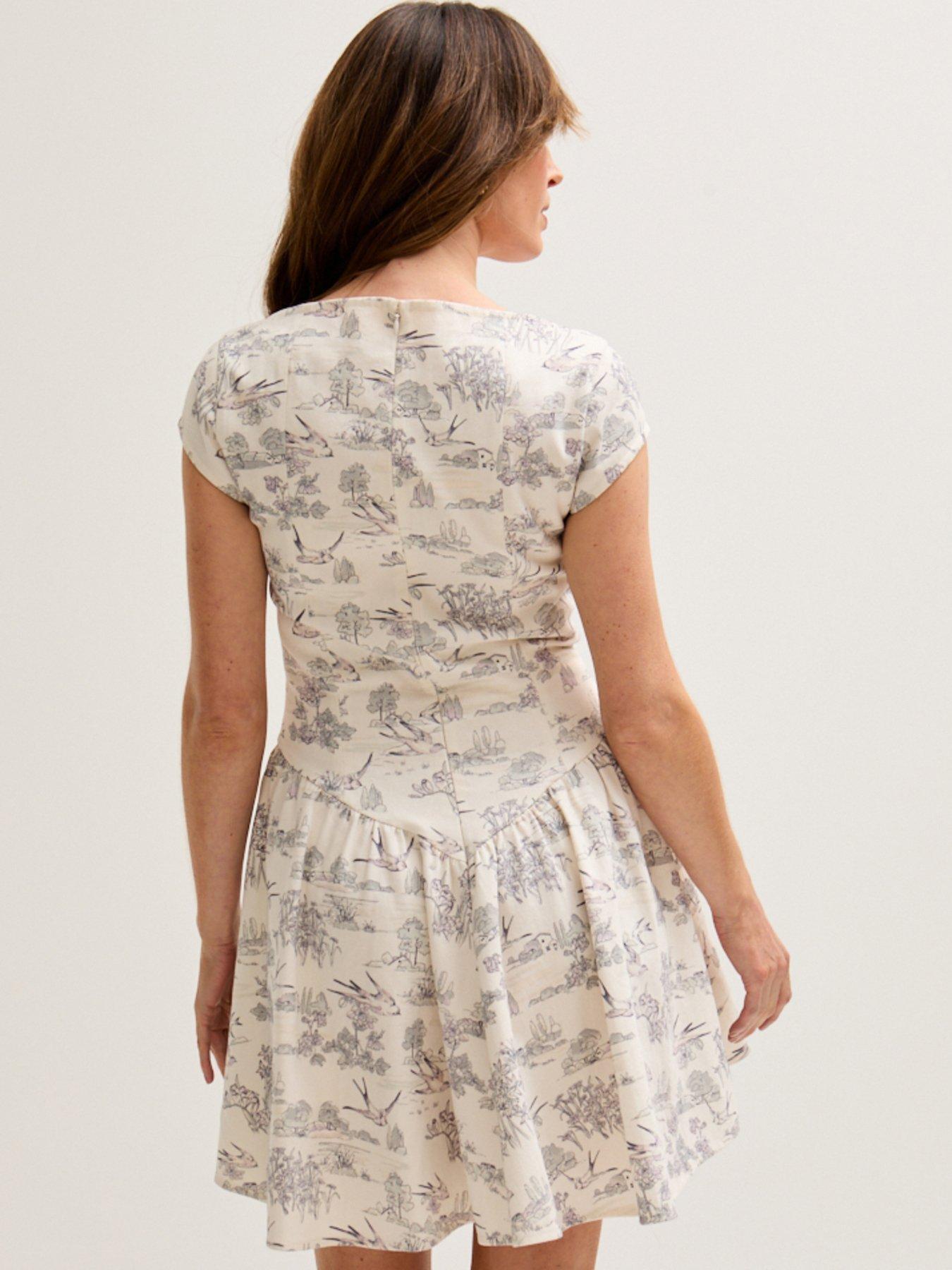  image of lily-lionel-heidy-corset-inspired-josephine-print-mini-dress-cream