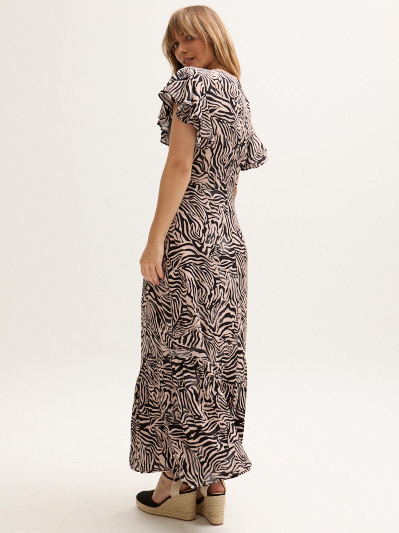 stillFront image of lily-lionel-zelda-tiered-zebra-print-maxi-dress-multi