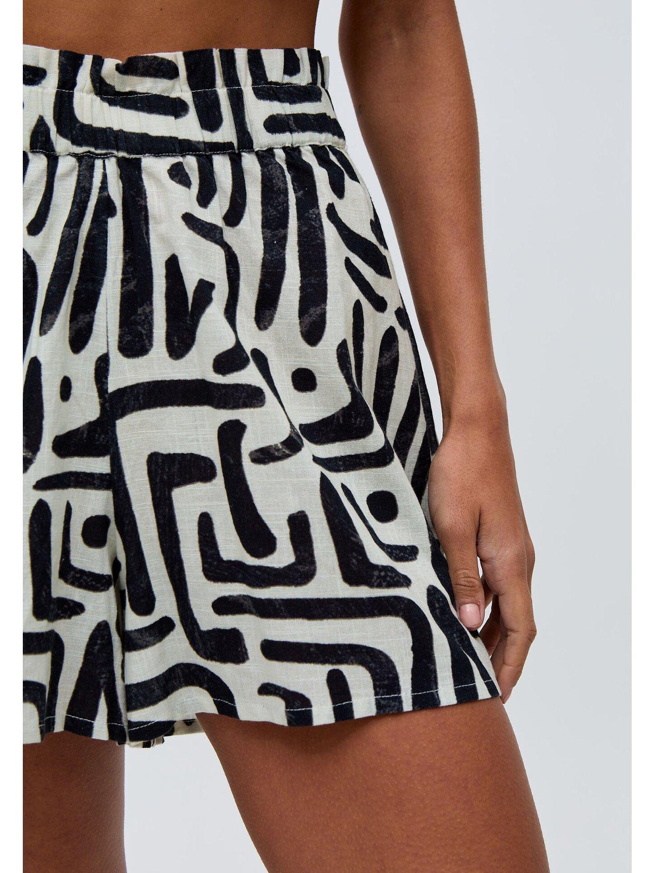  image of raffya-nicola-paperbag-waist-warhol-print-short-multi