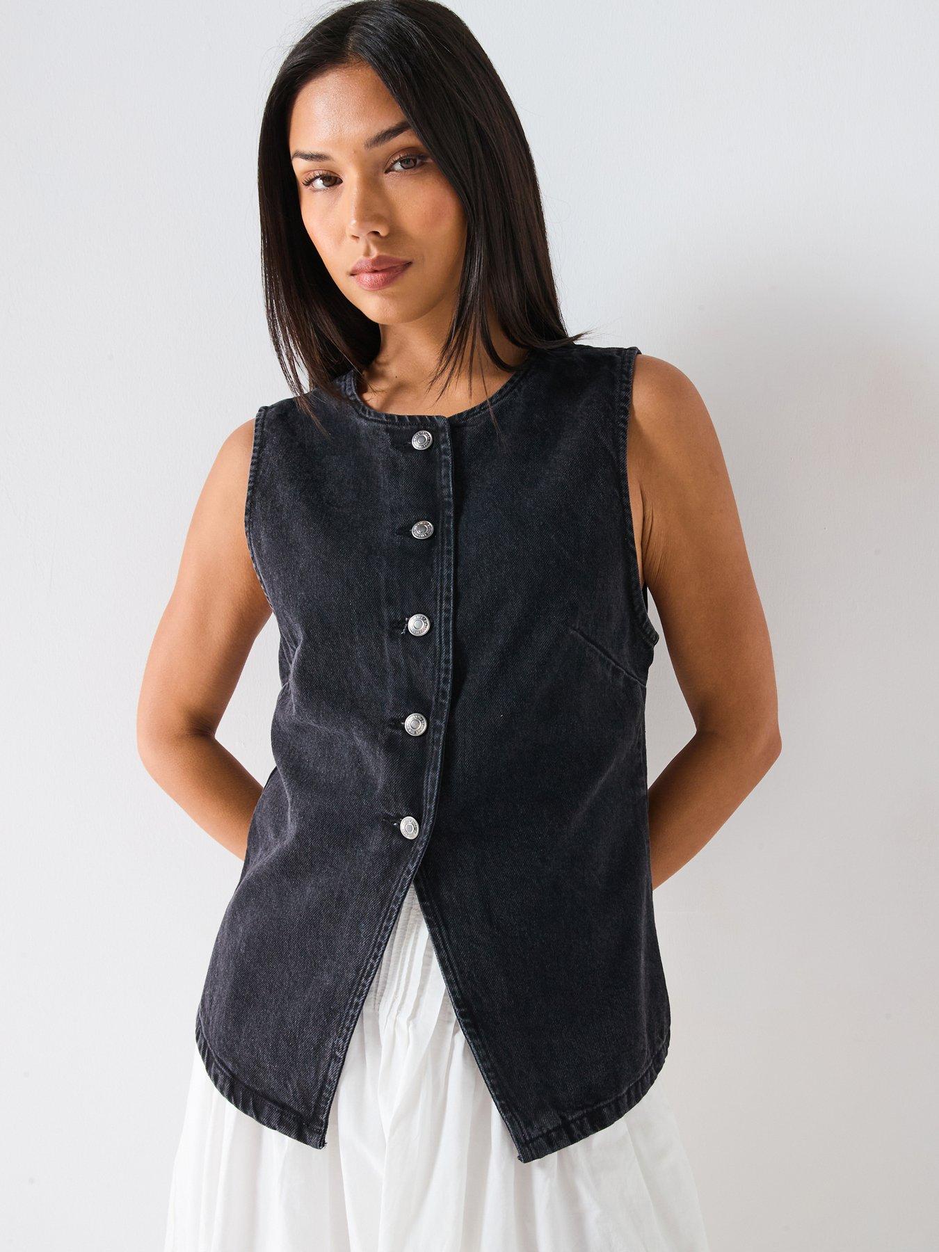 front image of free-people-aimee-denim-vest-top