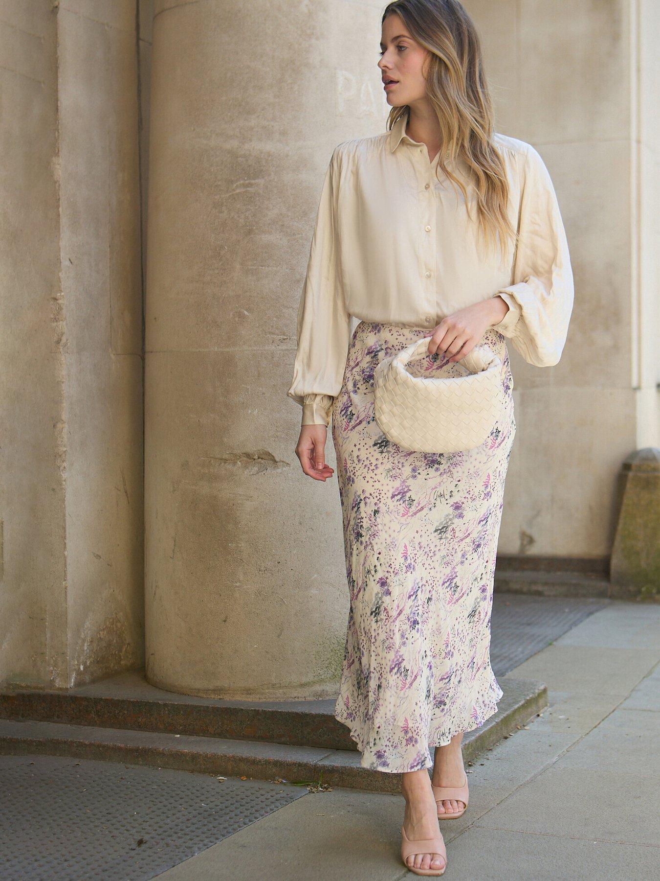 Image 1 of 5 of Lily & Lionel Saint Lace Wonderland Print Midi Skirt - Multi