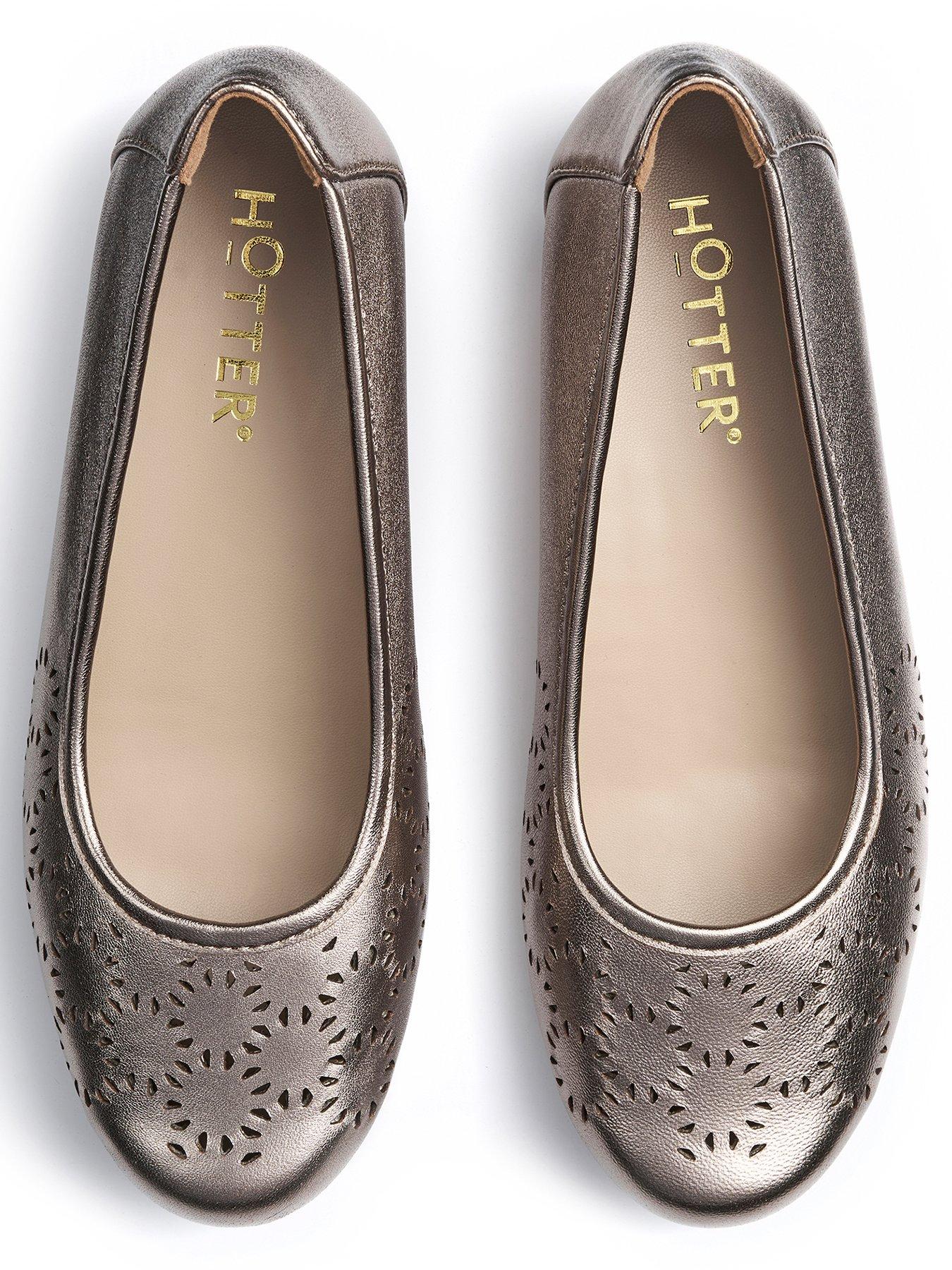  image of hotter-swan-wide-fit-metallic-wedge-shoe-pewter