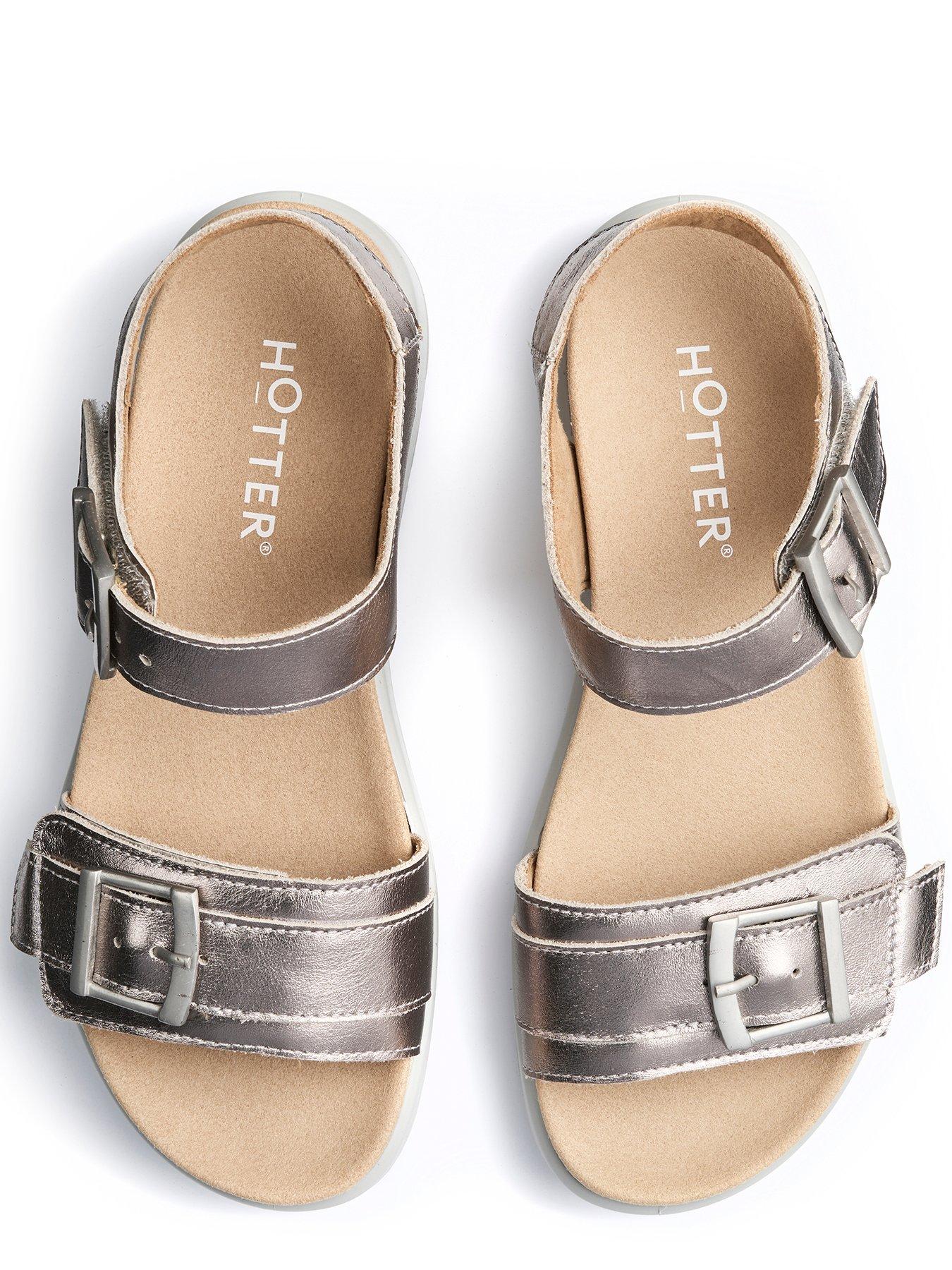  image of hotter-palma-wide-fit-metallic-sandal-silver