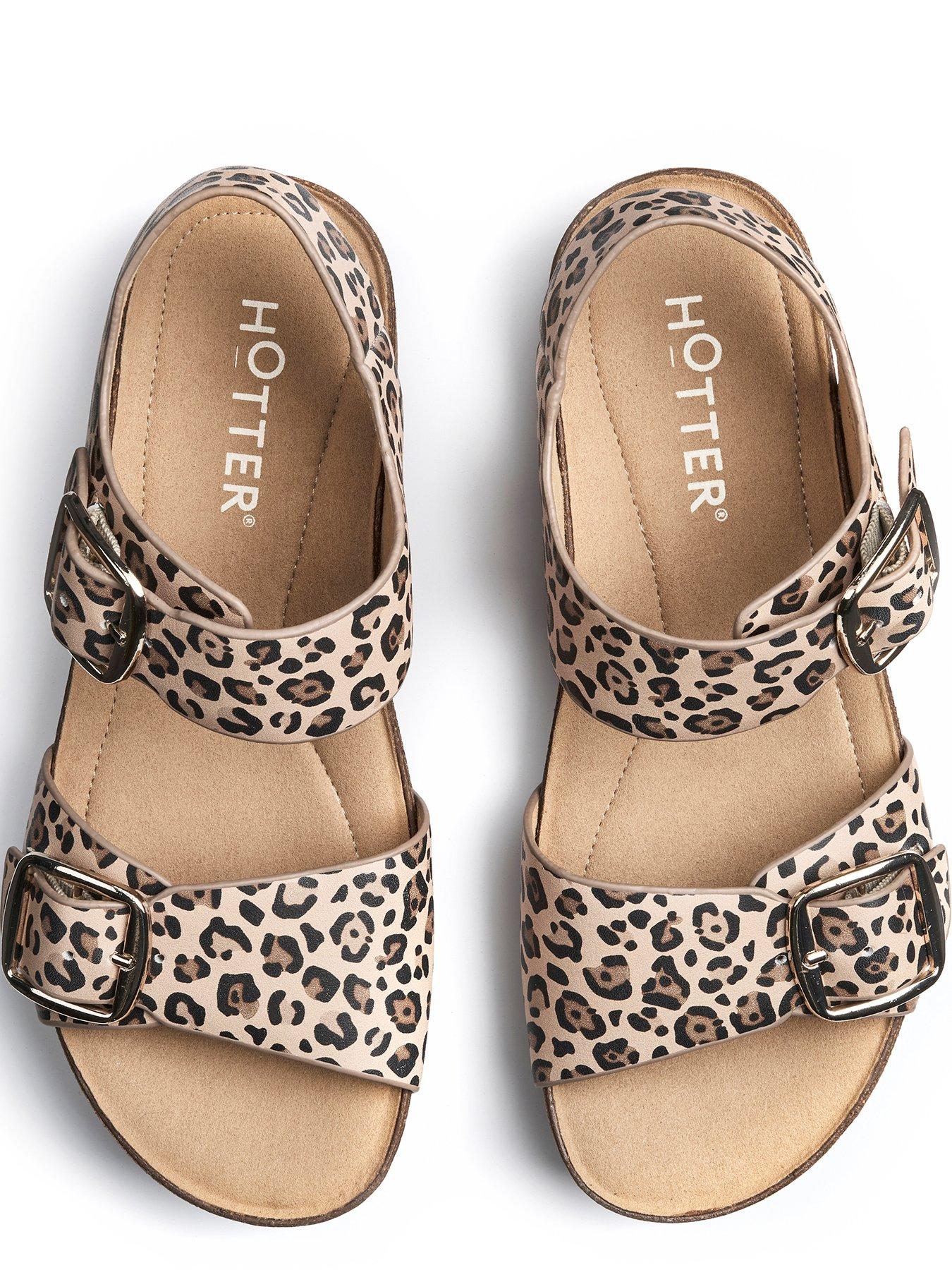  image of hotter-tourist-ii-wide-fit-leather-leopard-print-sandal-brown