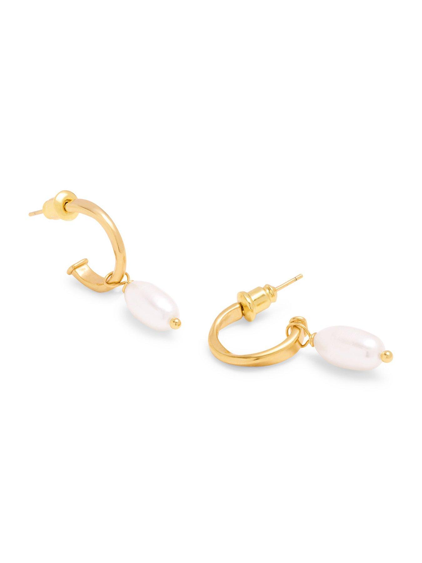  image of katie-loxton-pearl-lustre-waterproof-gold-hoop-earrings