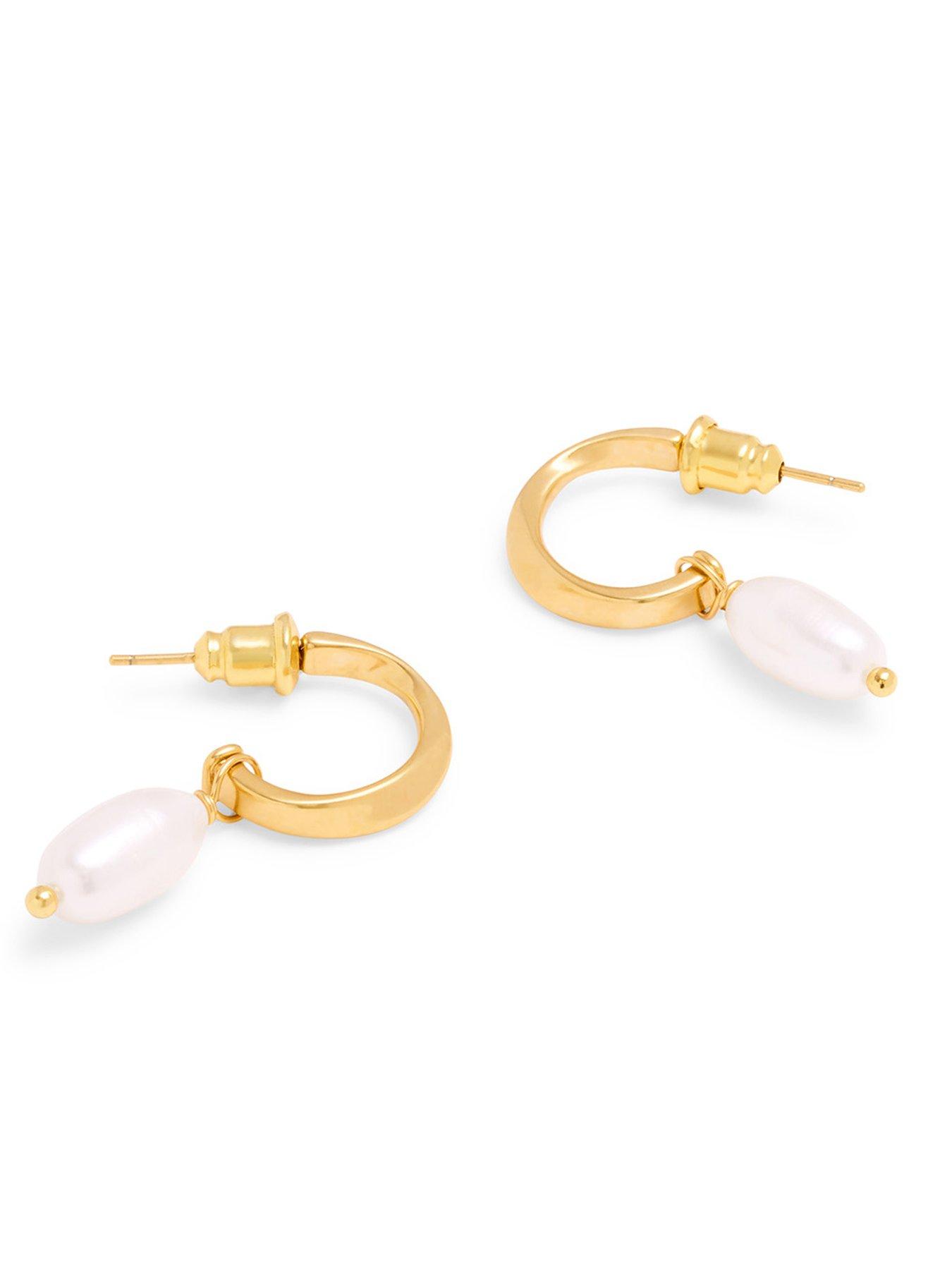  image of katie-loxton-pearl-lustre-waterproof-gold-hoop-earrings