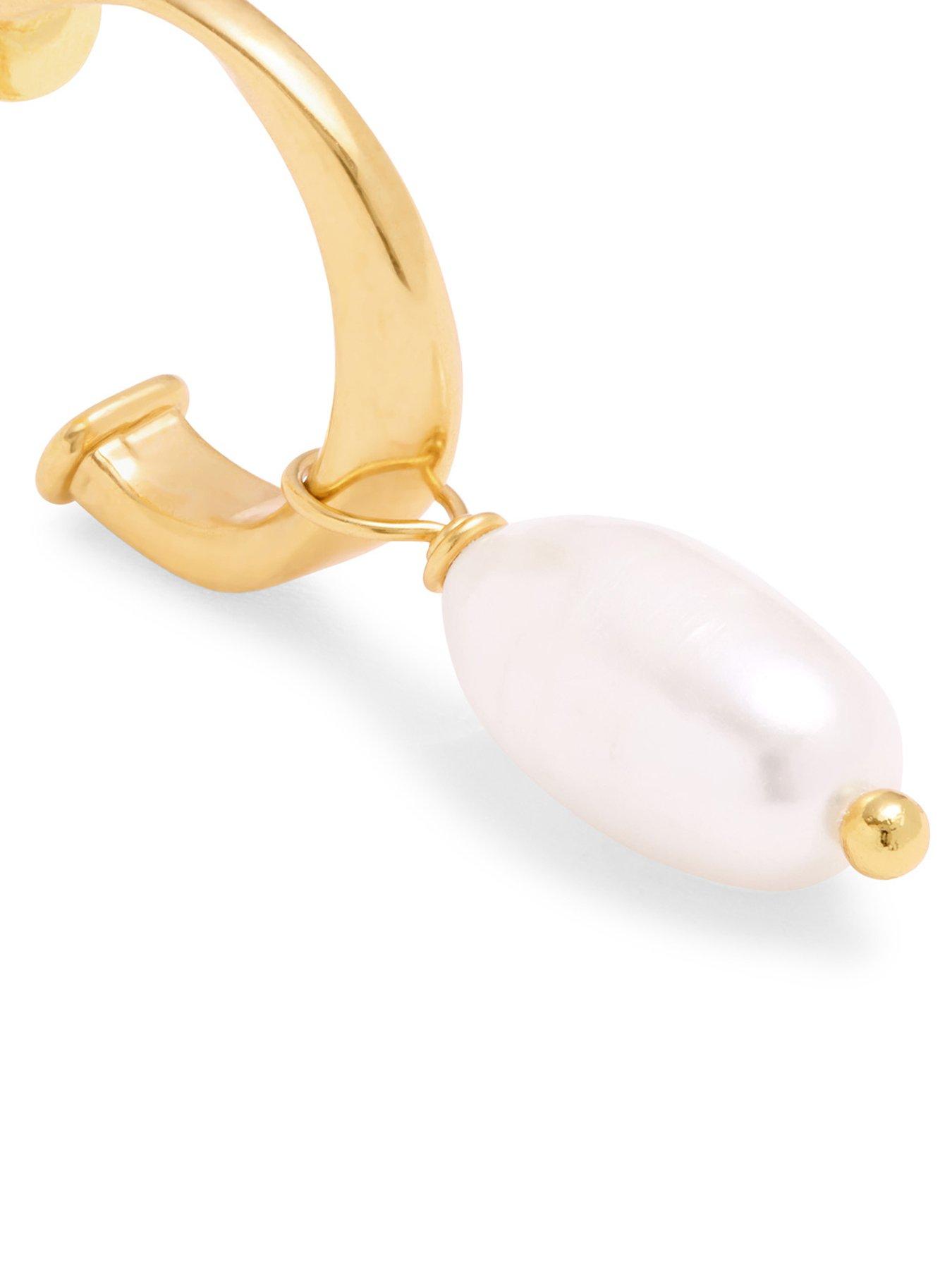  image of katie-loxton-pearl-lustre-waterproof-gold-hoop-earrings