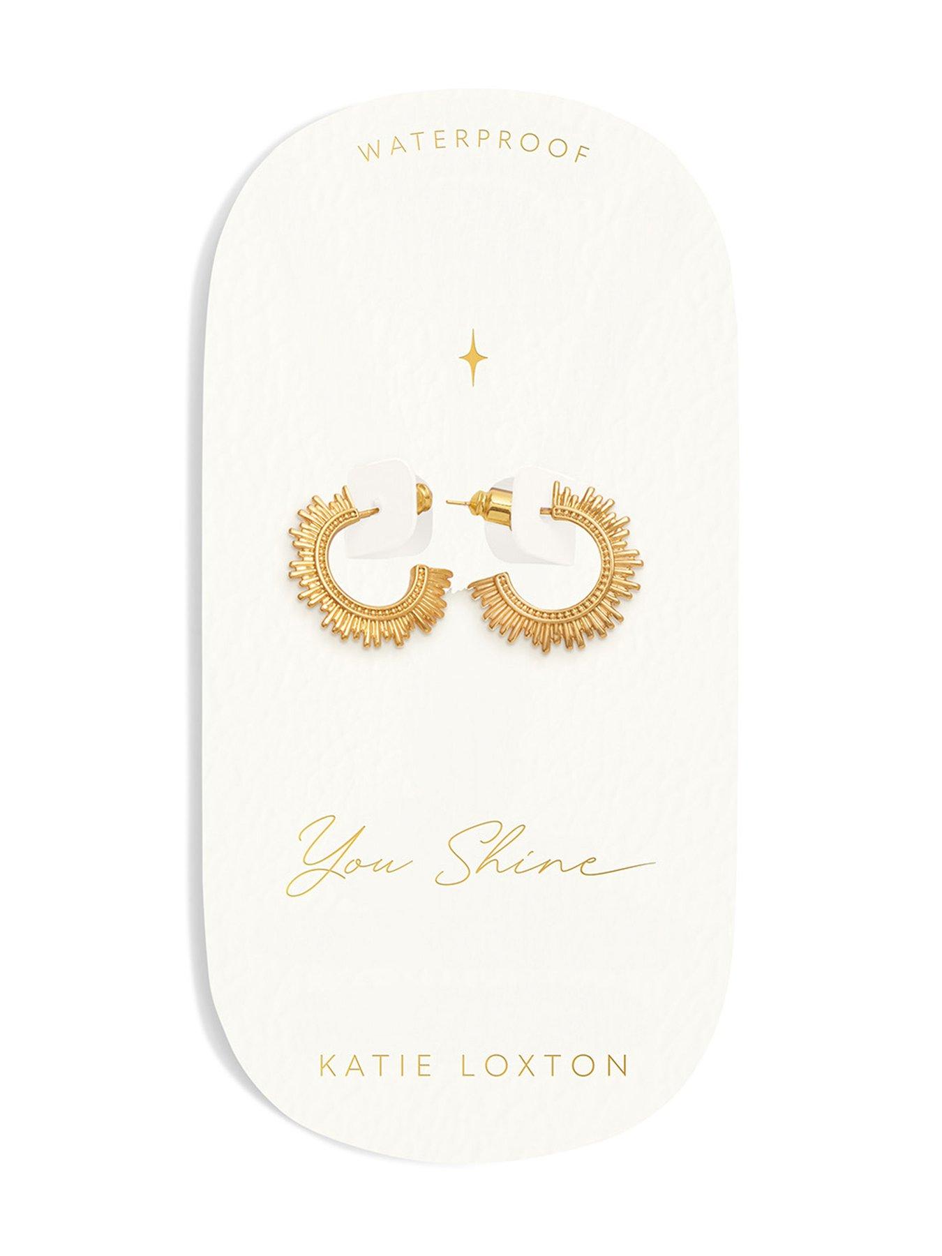  image of katie-loxton-you-shine-waterproof-gold-hoop-earrings