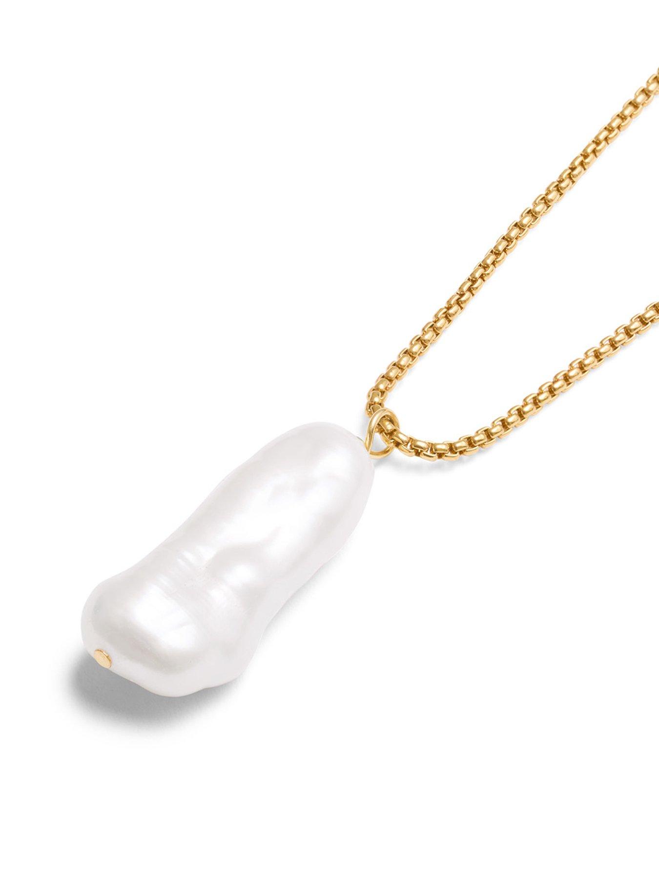  image of katie-loxton-pearl-lustre-lariat-waterproof-gold-necklace