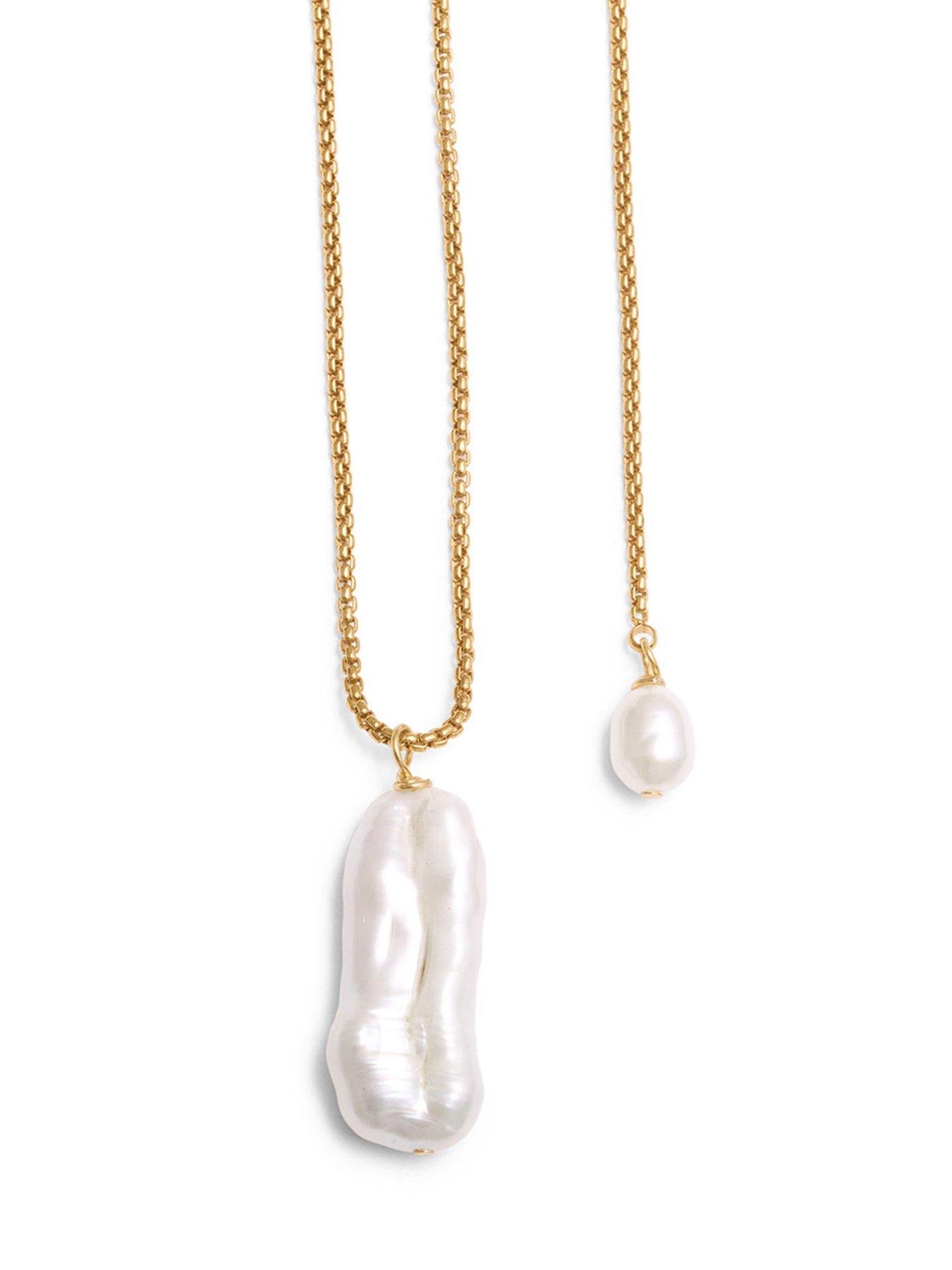  image of katie-loxton-pearl-lustre-lariat-waterproof-gold-necklace