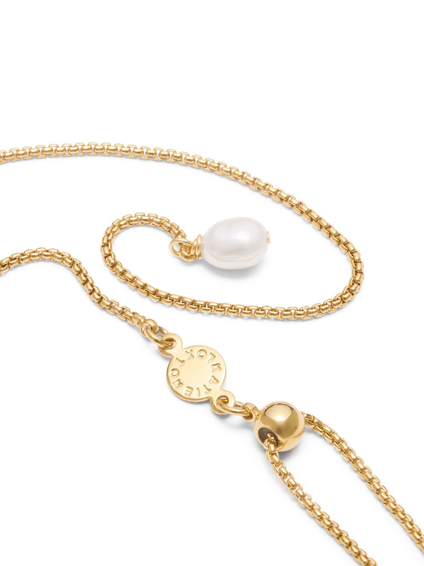  image of katie-loxton-pearl-lustre-lariat-waterproof-gold-necklace