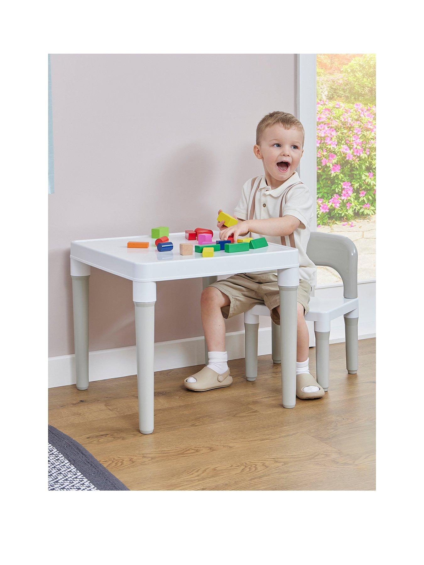 undefined White & Grey Plastic Table and 1 Chair Set