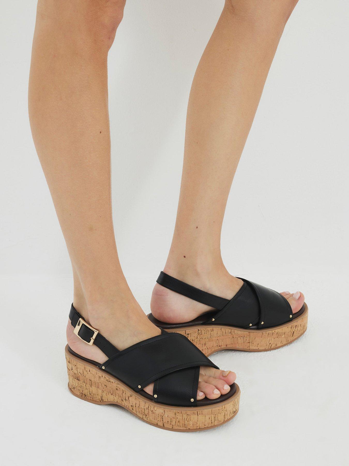 stillFront image of river-island-cross-strap-sling-back-wedge-black