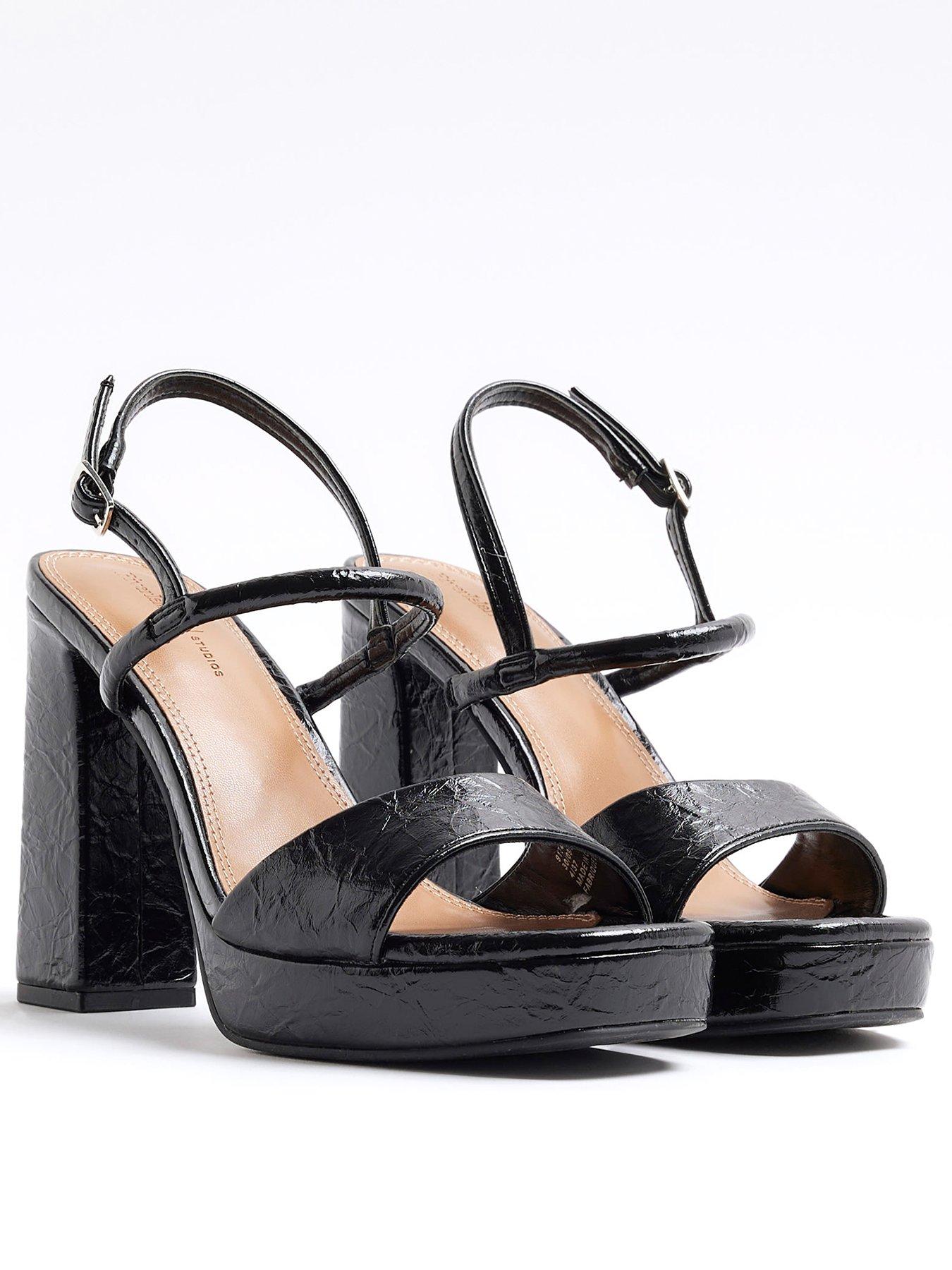 Image 3 of 6 of River Island Sling Back Platform Sandals - Black