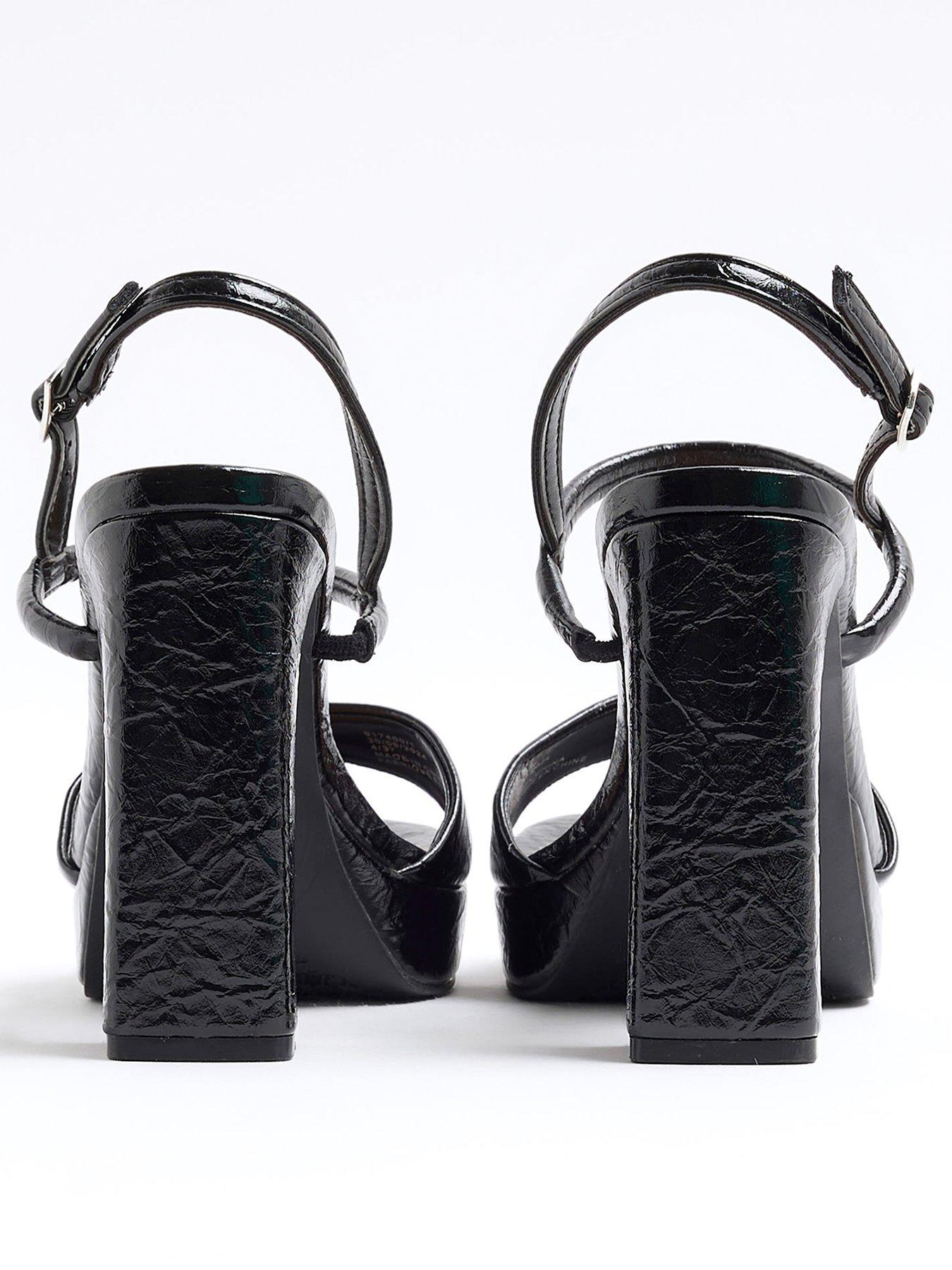 Image 4 of 6 of River Island Sling Back Platform Sandals - Black