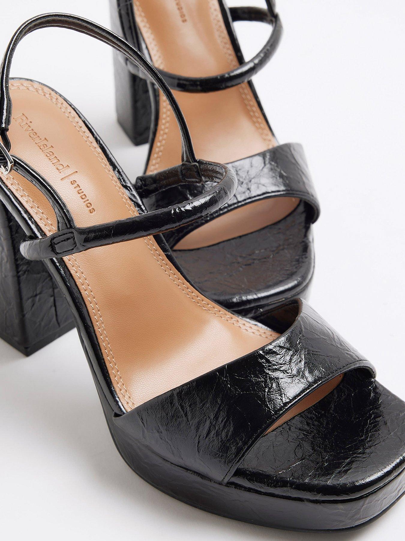 Image 5 of 6 of River Island Sling Back Platform Sandals - Black