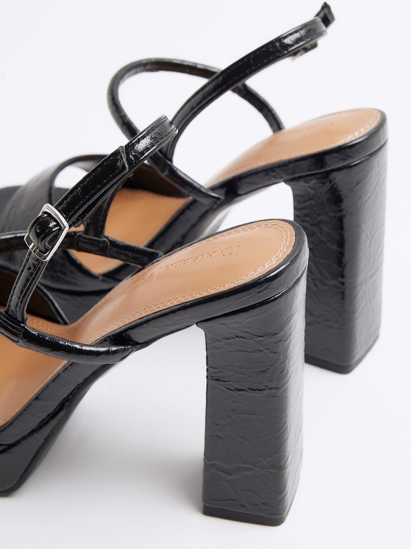 Image 6 of 6 of River Island Sling Back Platform Sandals - Black