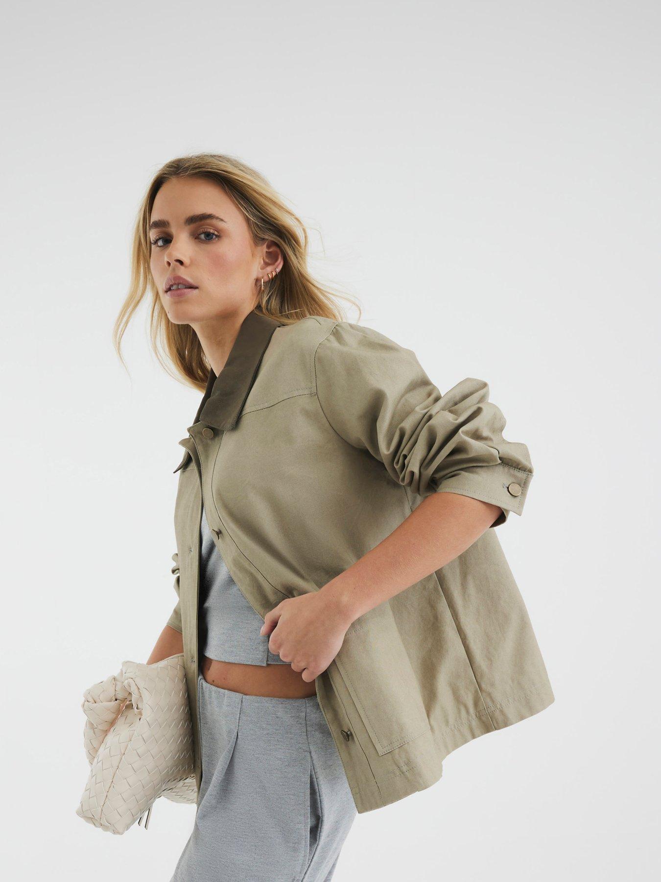  image of river-island-petite-washed-jacket-medium-stone