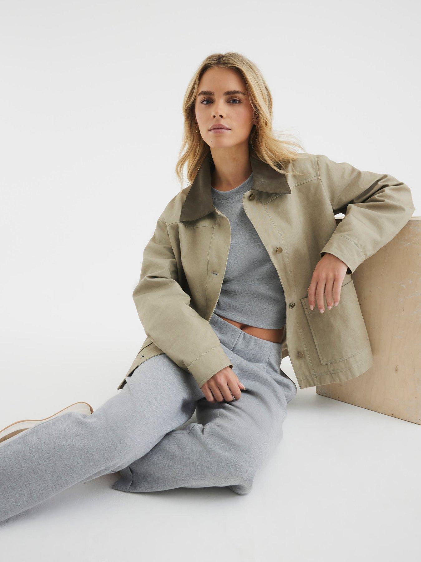  image of river-island-petite-washed-jacket-medium-stone