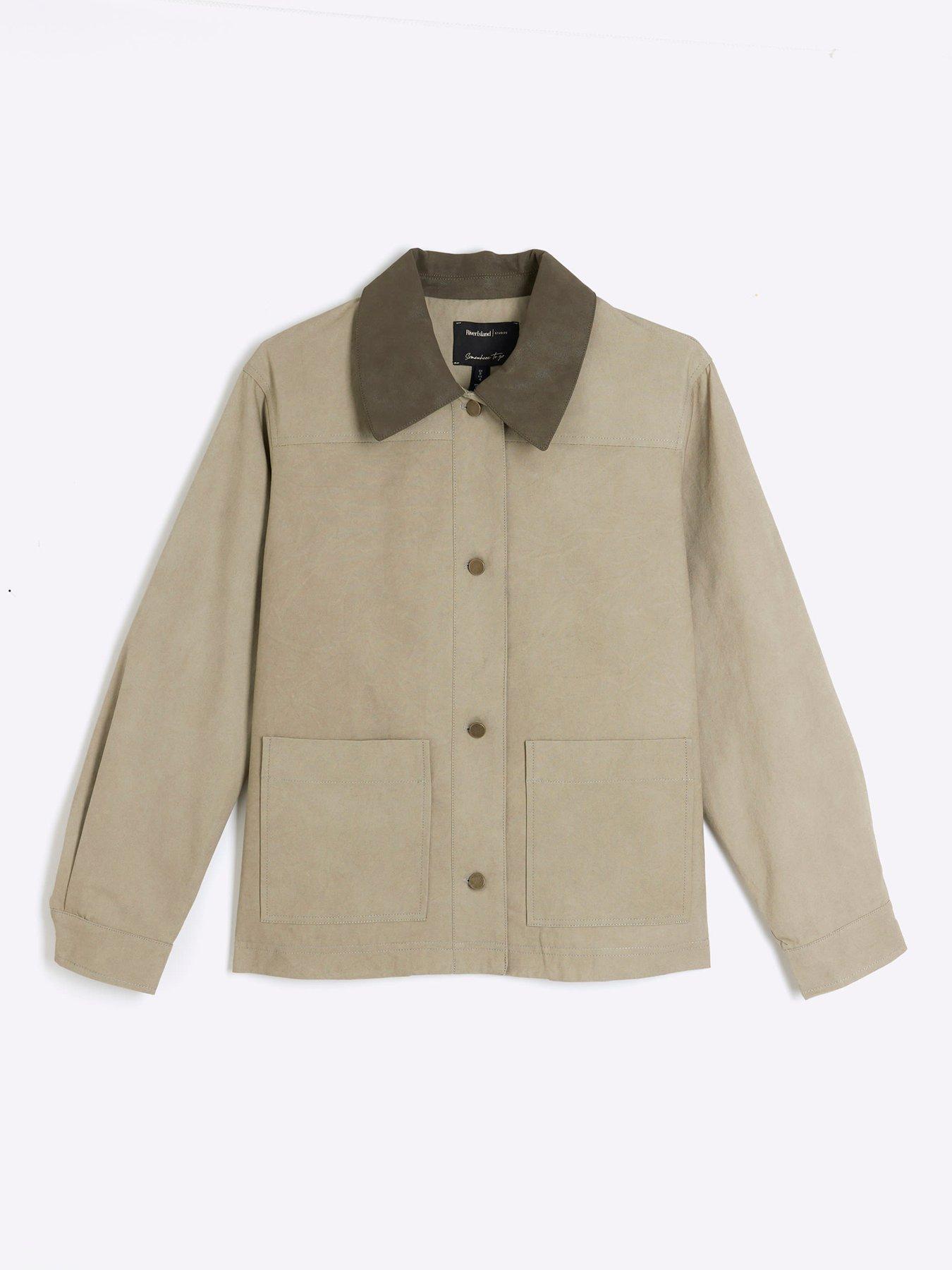  image of river-island-petite-washed-jacket-medium-stone