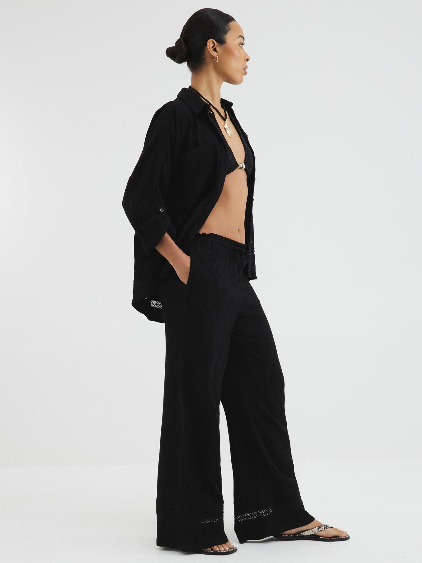  image of river-island-crinkle-pocket-shirt-black