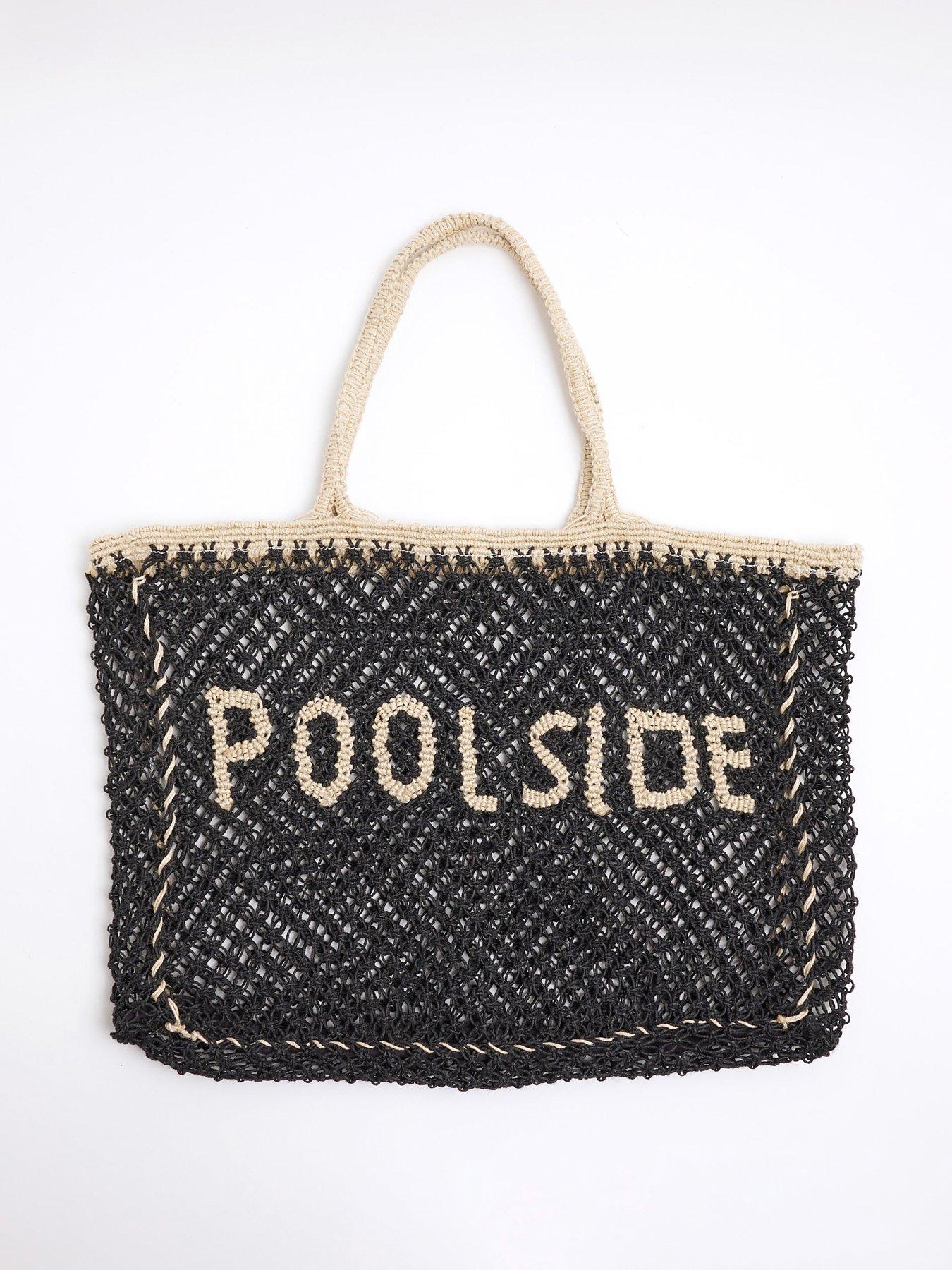  image of river-island-crochet-beach-bag-black
