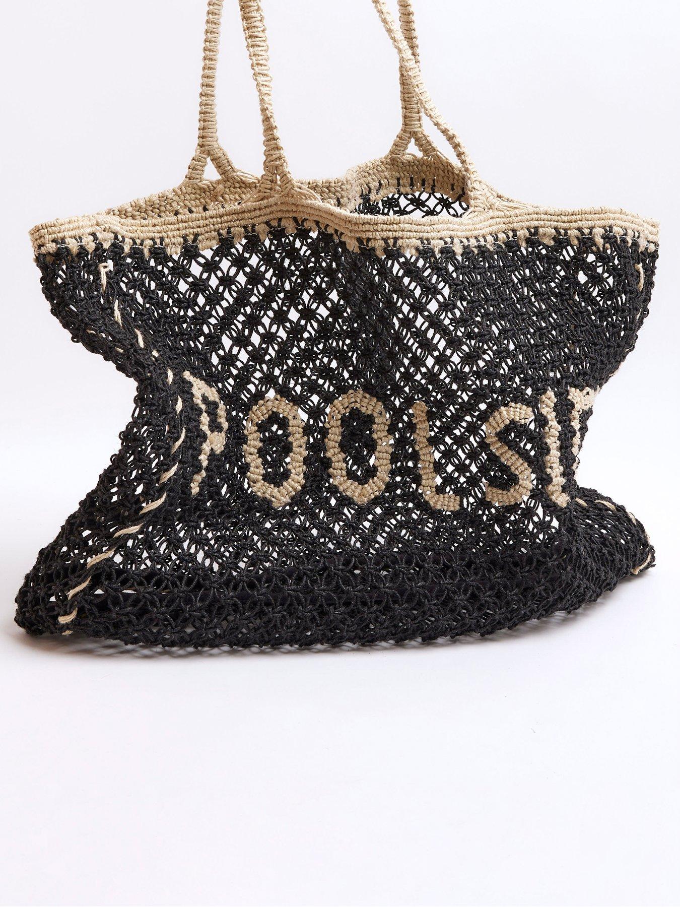 image of river-island-crochet-beach-bag-black