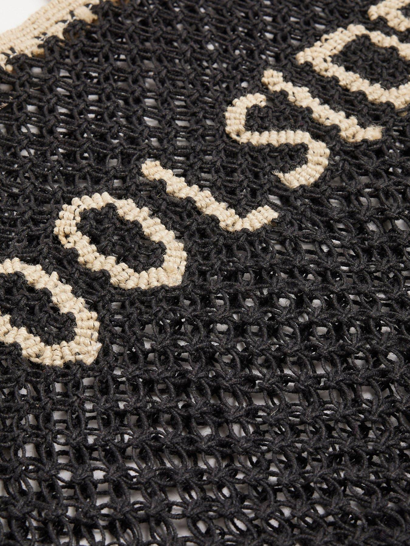 image of river-island-crochet-beach-bag-black
