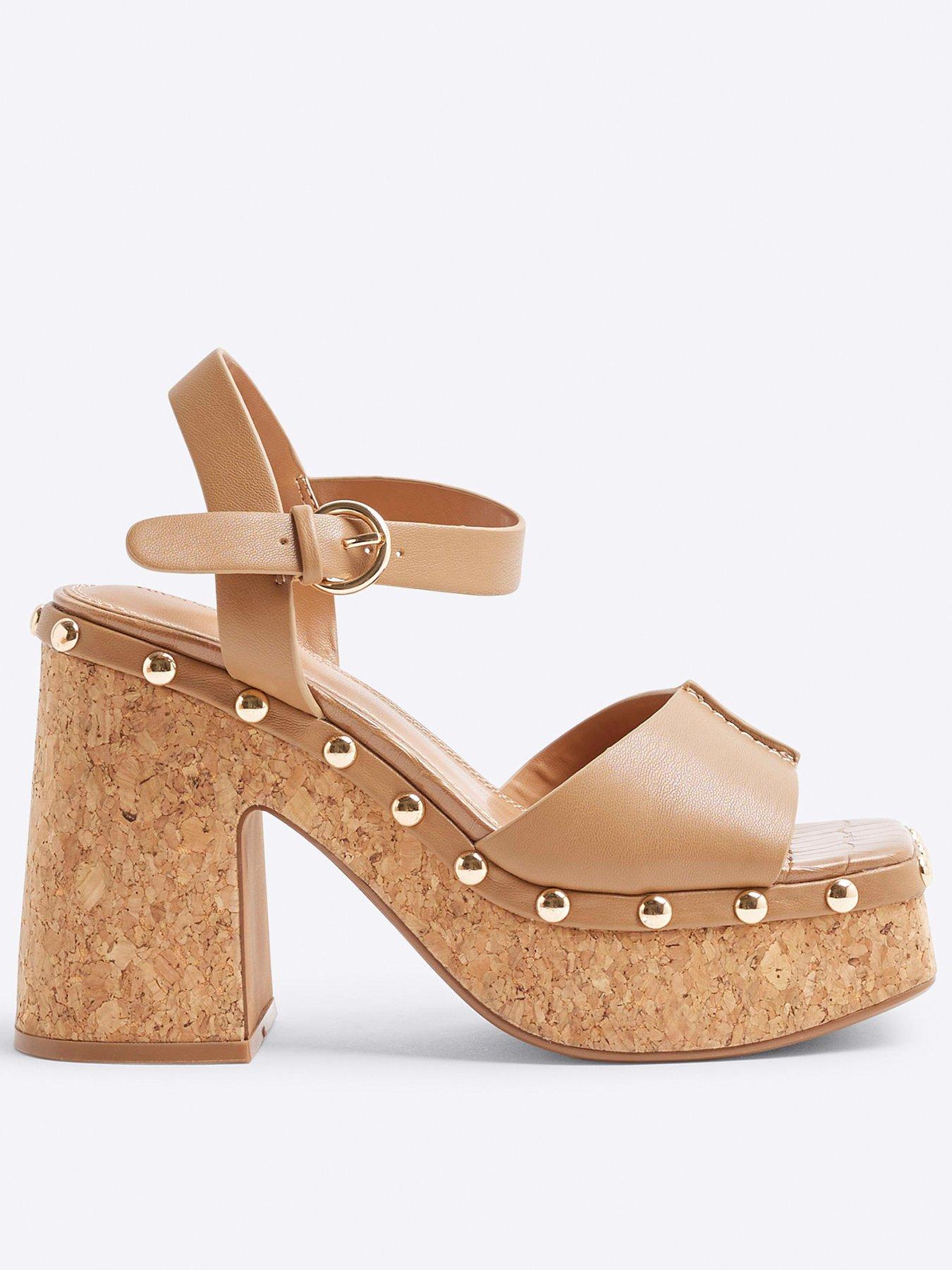 River Island Cork Platform Sandal - Brown