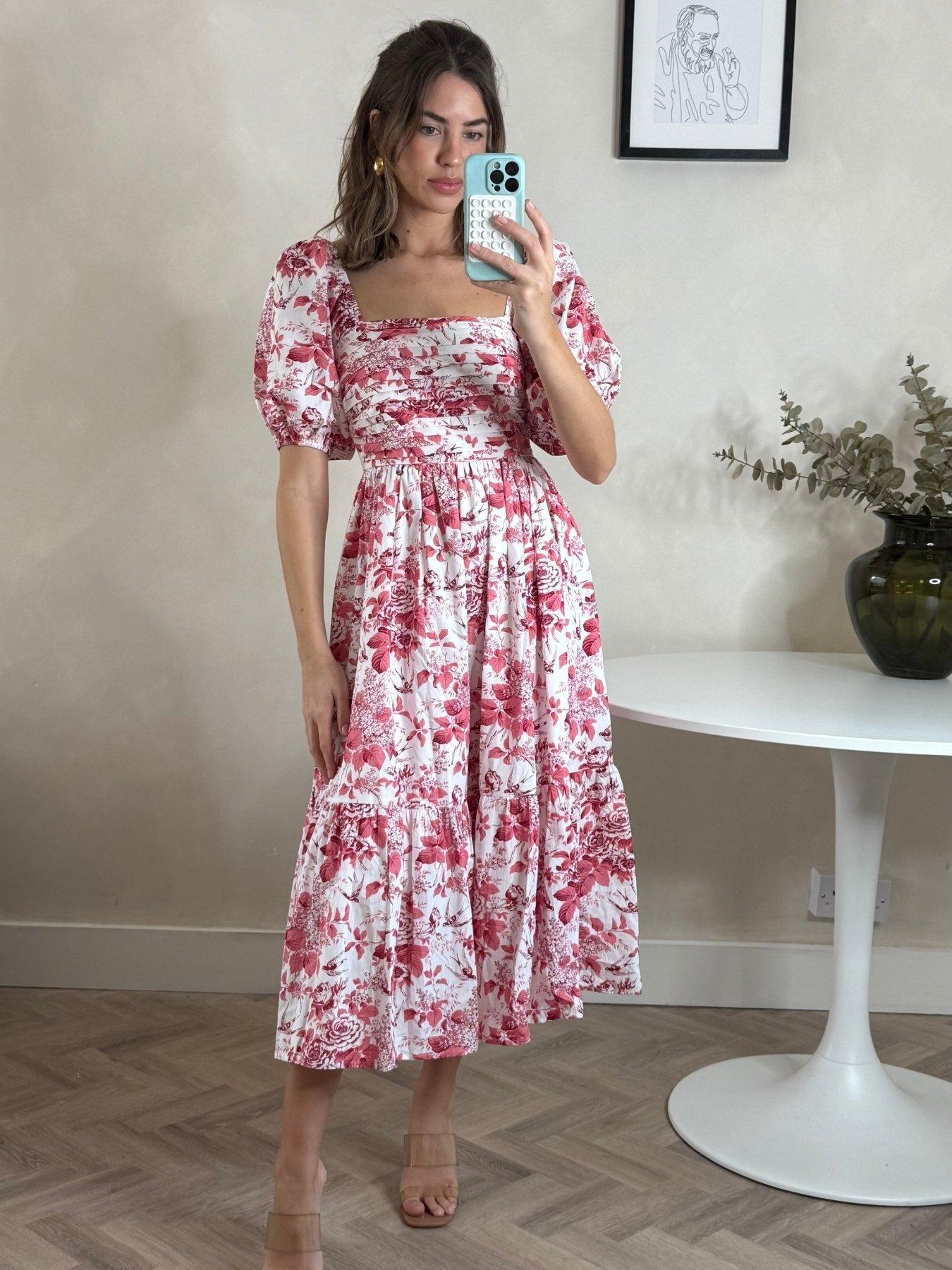 stillFront image of style-cheat-layton-34-sleeve-midi-dress-pink