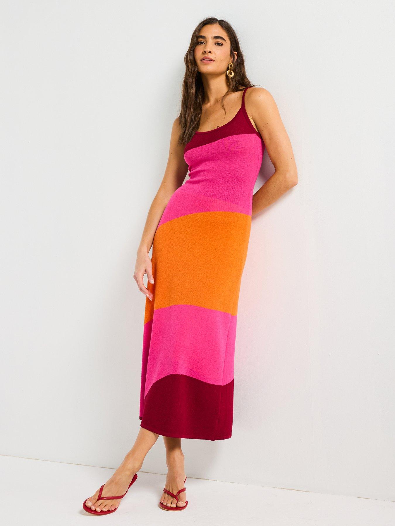 undefined Bright Colourblock Knitted Dress -multi