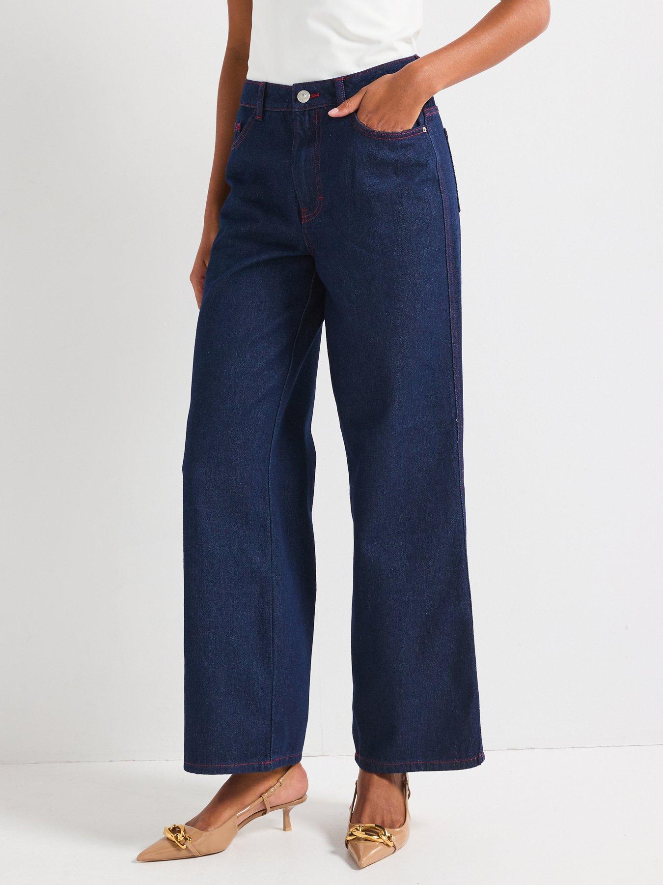 PIECES Demi High Waist Straight Leg Jean - Blue