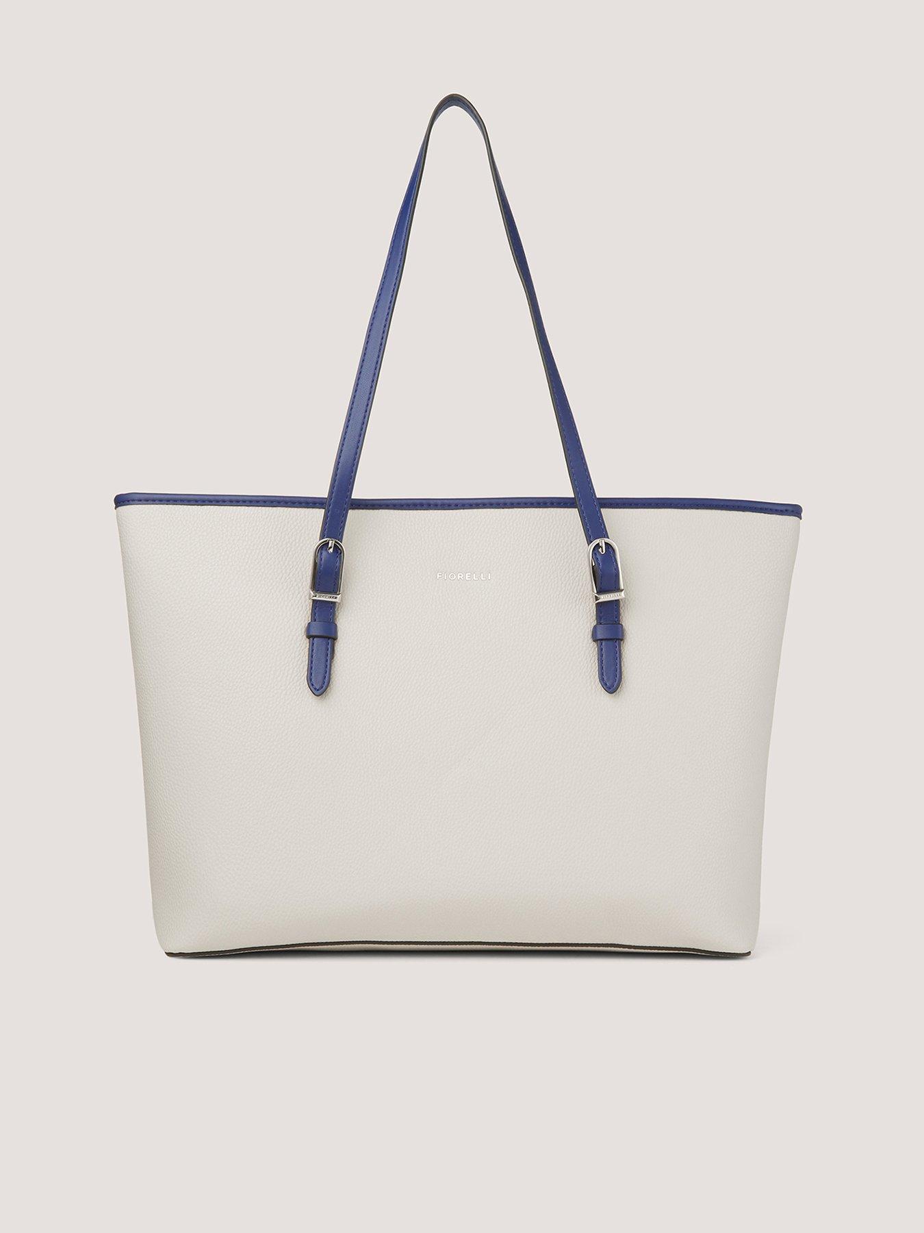 undefined Etta Buckle Tote - Light Stone / Nautical Blue